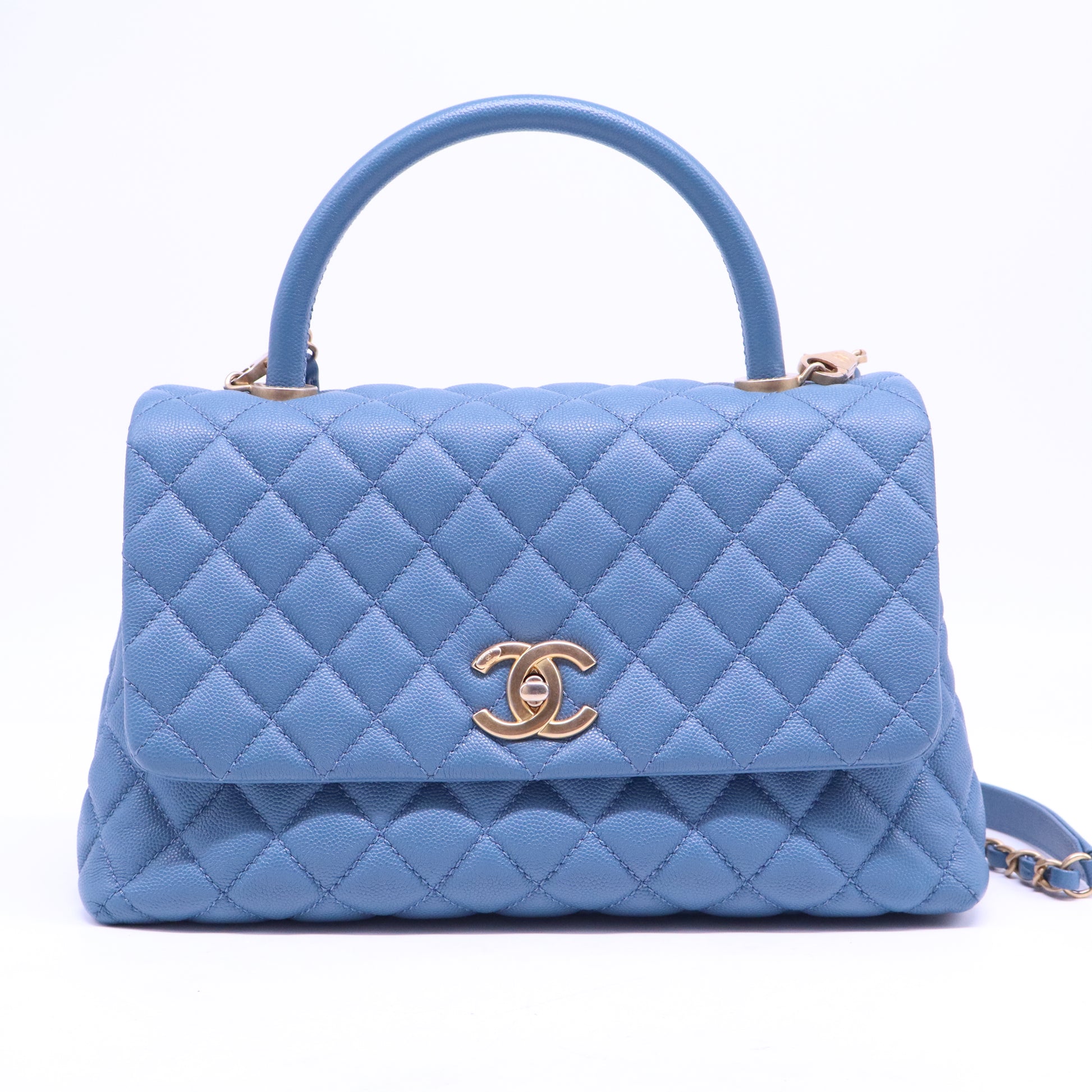 Coco Top Handle Bag Quilted Caviar Small B21129