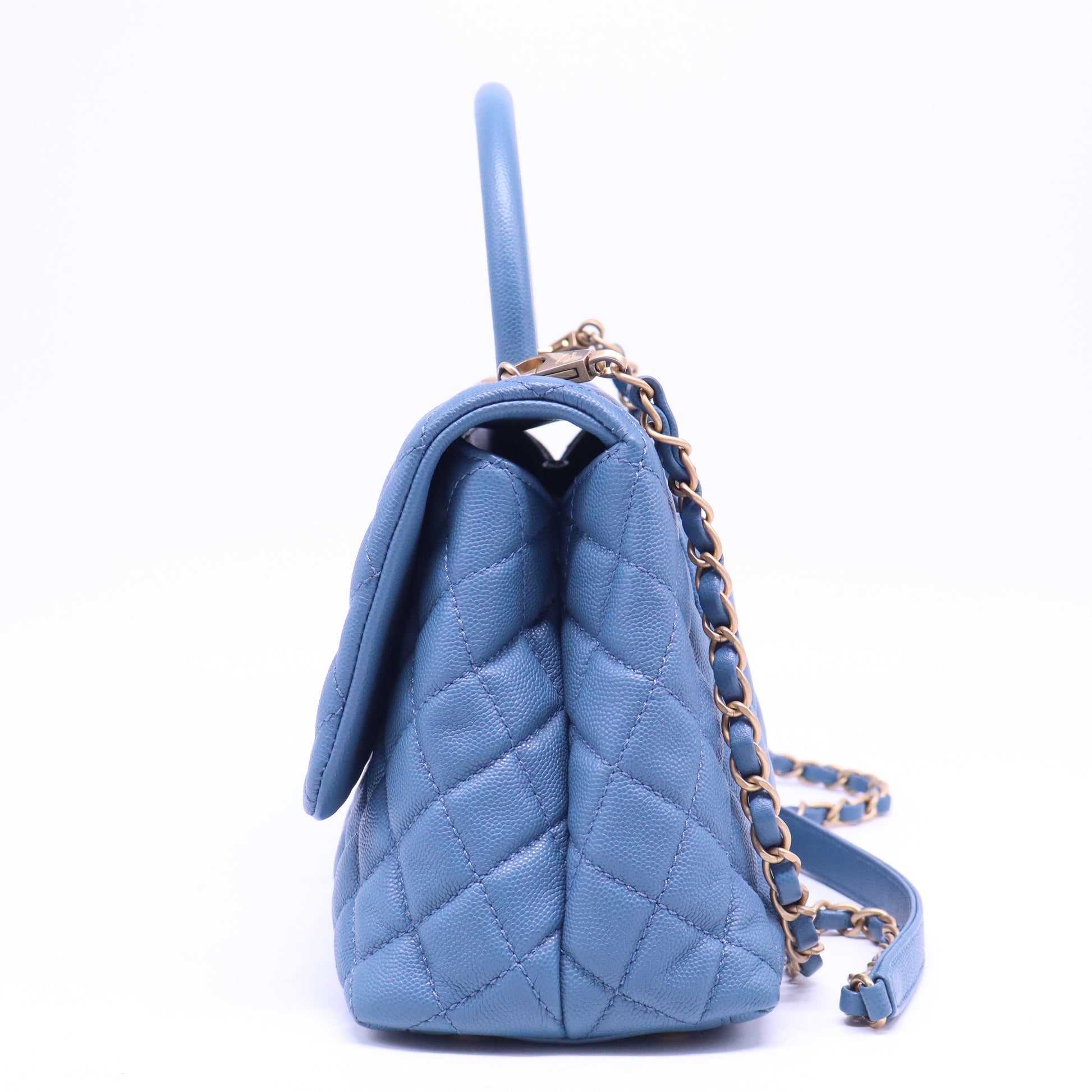 Coco Top Handle Bag Quilted Caviar Small B21129