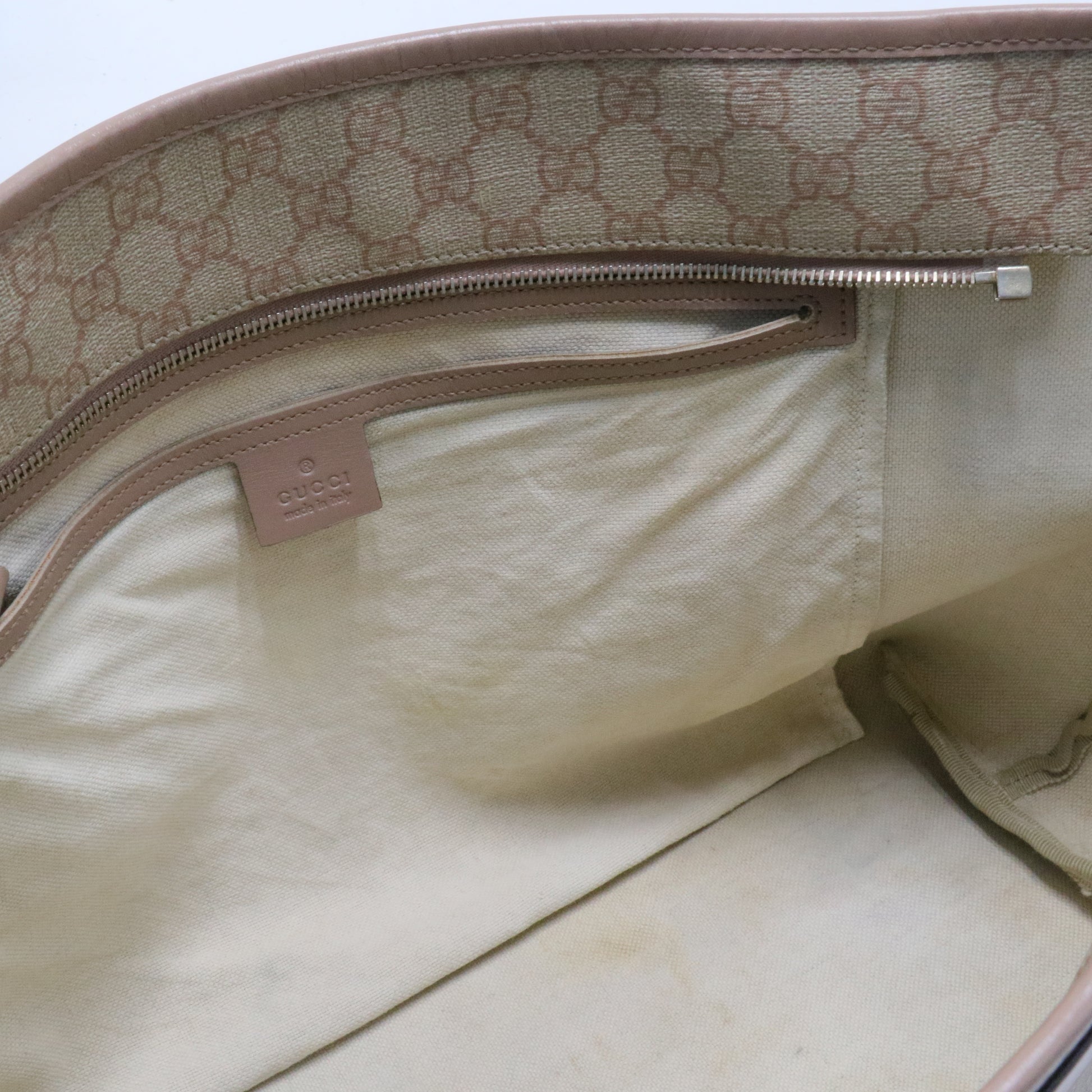 GG Supreme Monogram Medium Zippered Shopping Tote Winter Rose
