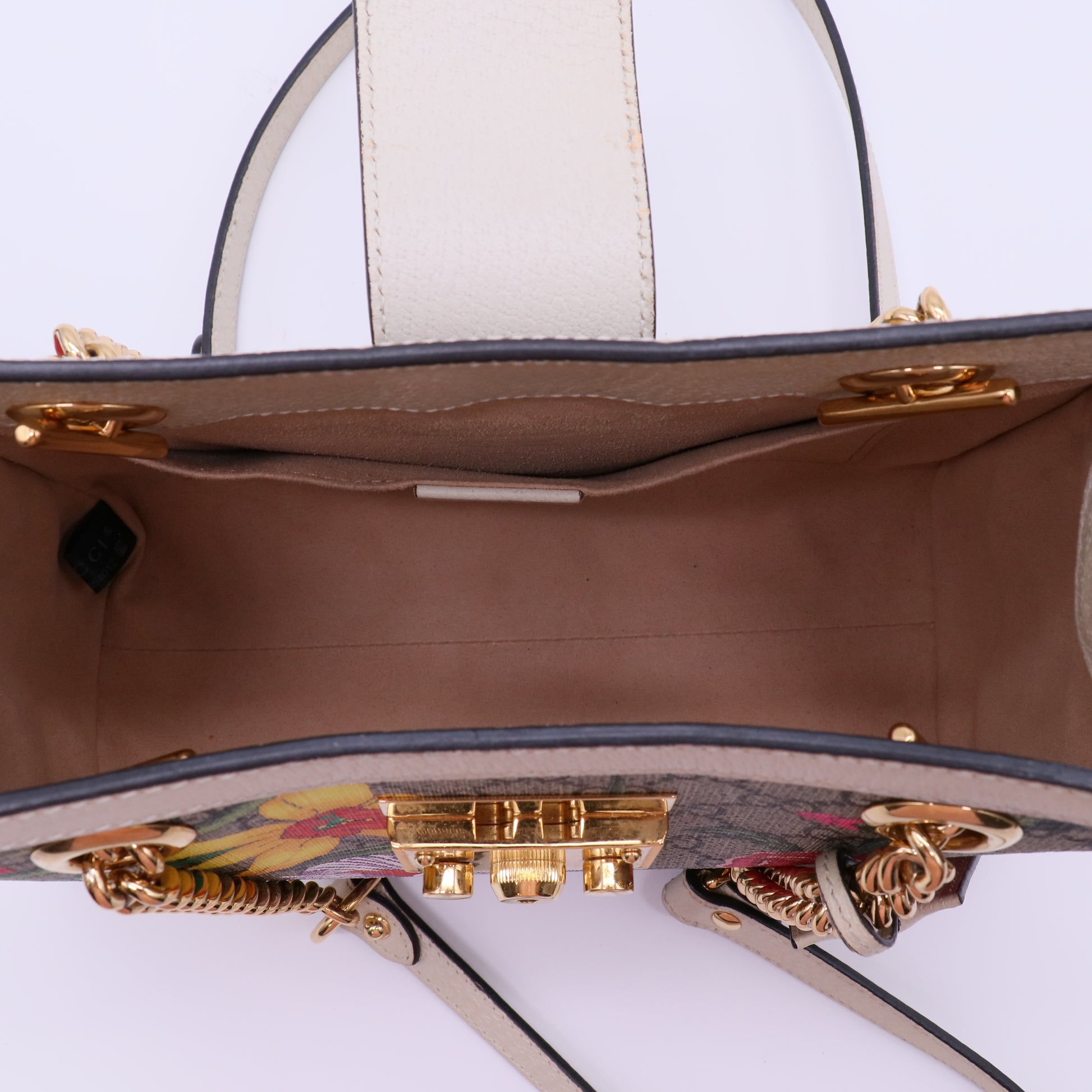 Gucci Beige Multicolor Floral Print GG Supreme Coated Canvas Small Padlock Shoulder Bag twins LDJ4187