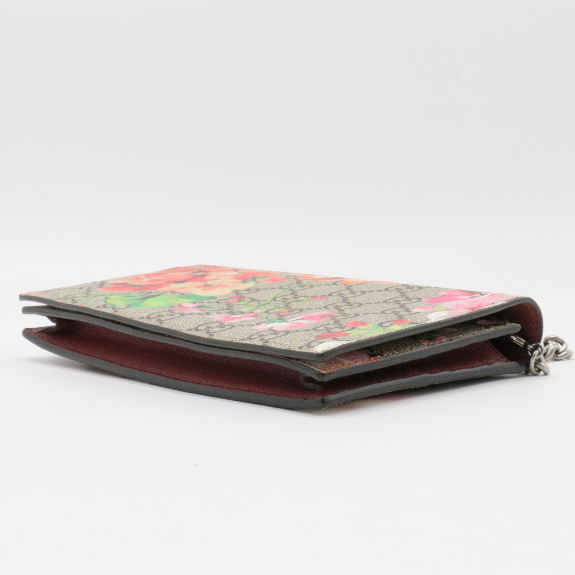 Chain Wallet Blooms Print GG Coated Canvas