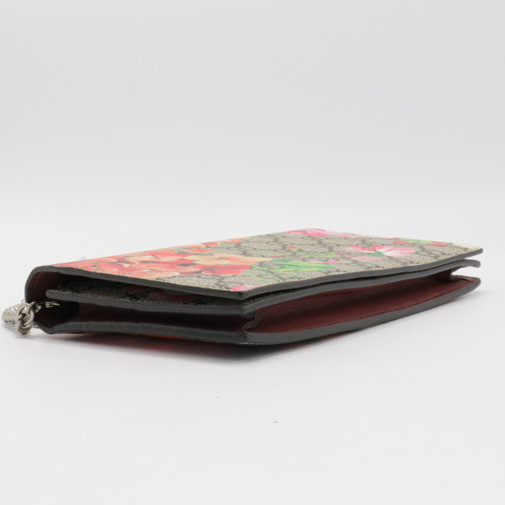 Chain Wallet Blooms Print GG Coated Canvas