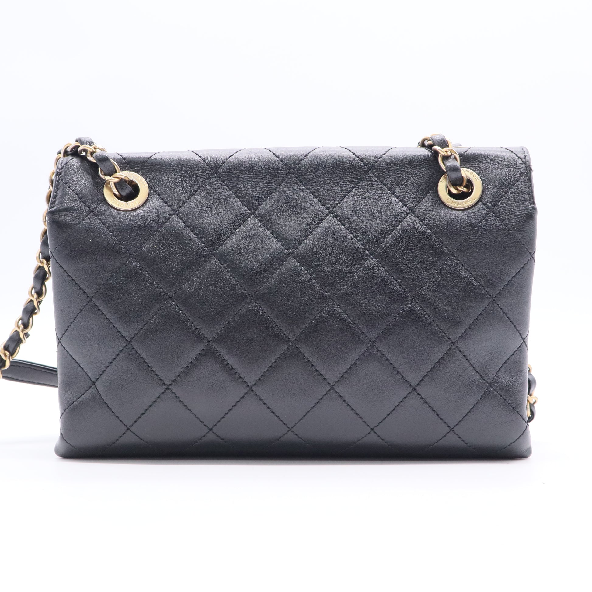 Chanel Calfskin Quilted Enchained Flap Black Twins LDJ2856
