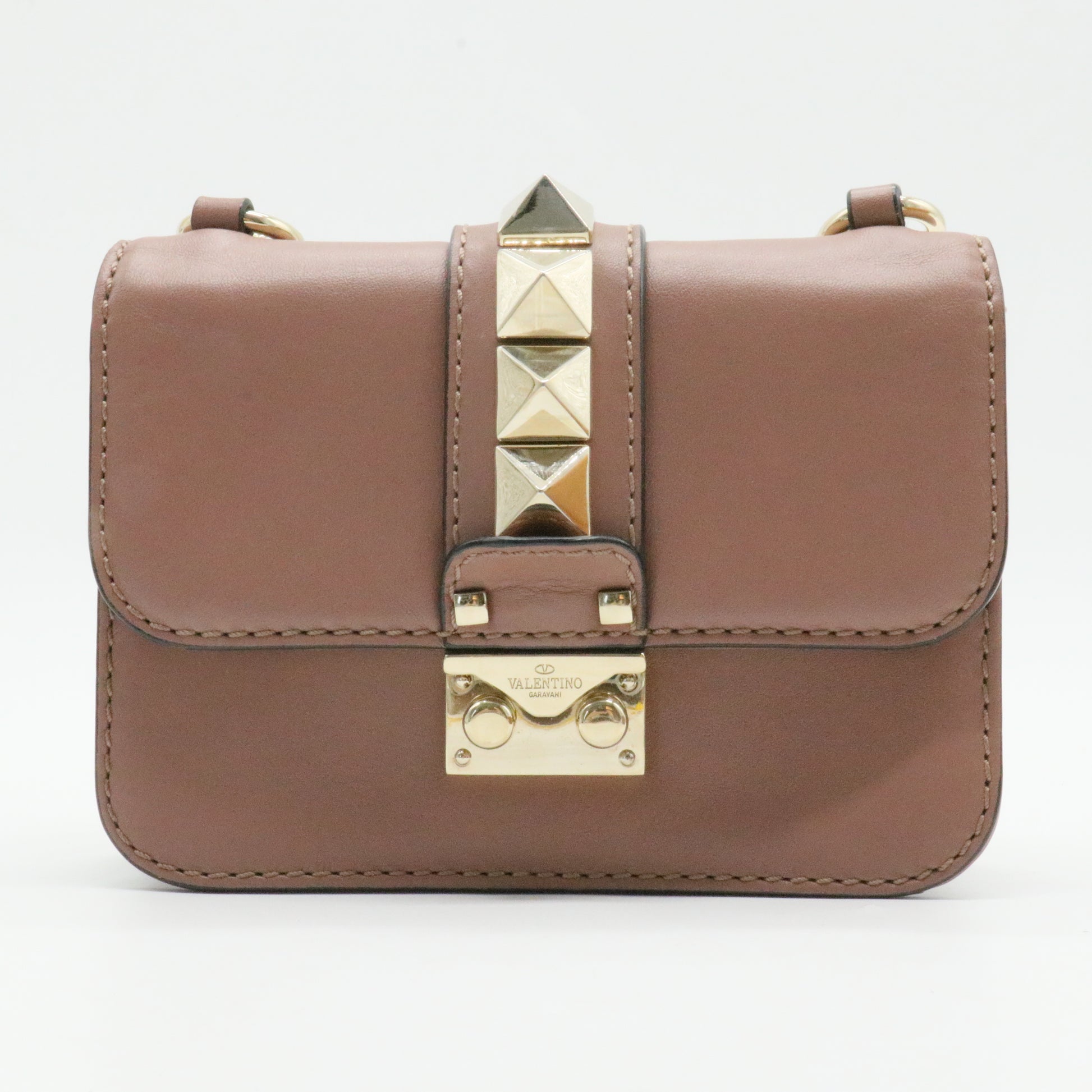 Glam Lock Shoulder Bag Leather Mini