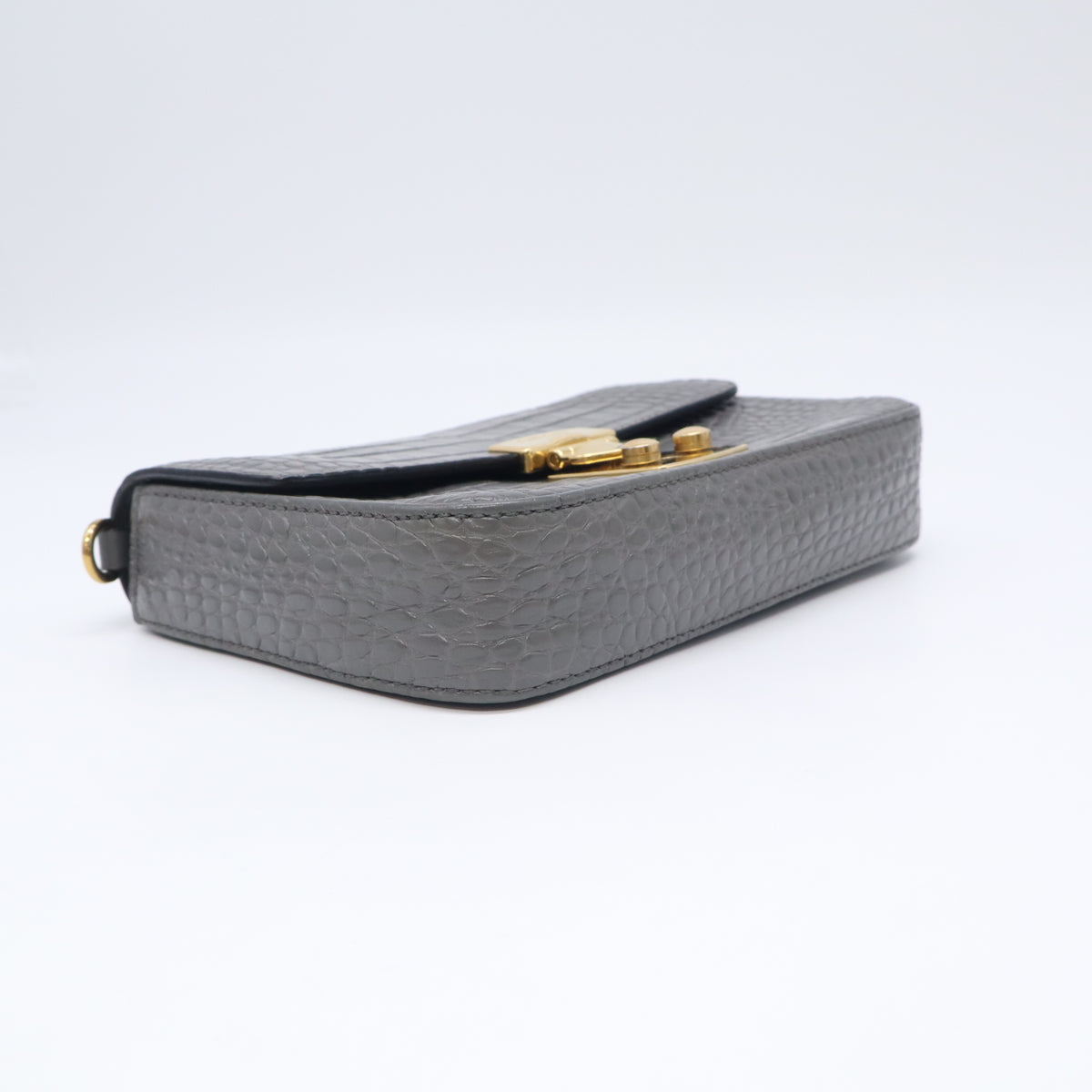 Grey Embossed Leather Shoulder Bag B23964