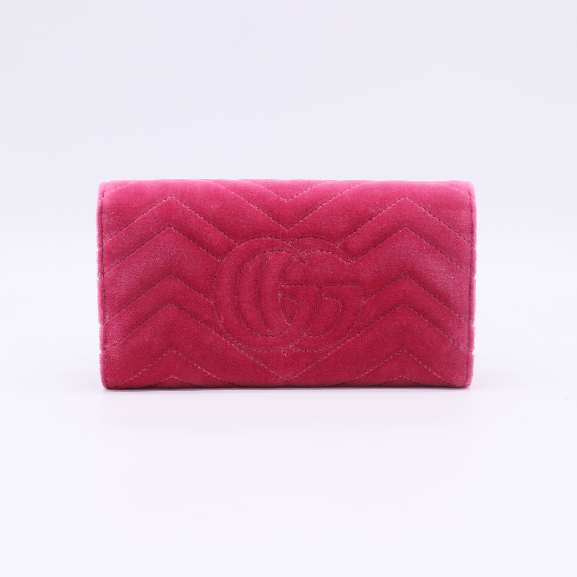 Gucci GG Marmont Velvet Matelassé "LOVE" Pearl Continental Wallet W22699