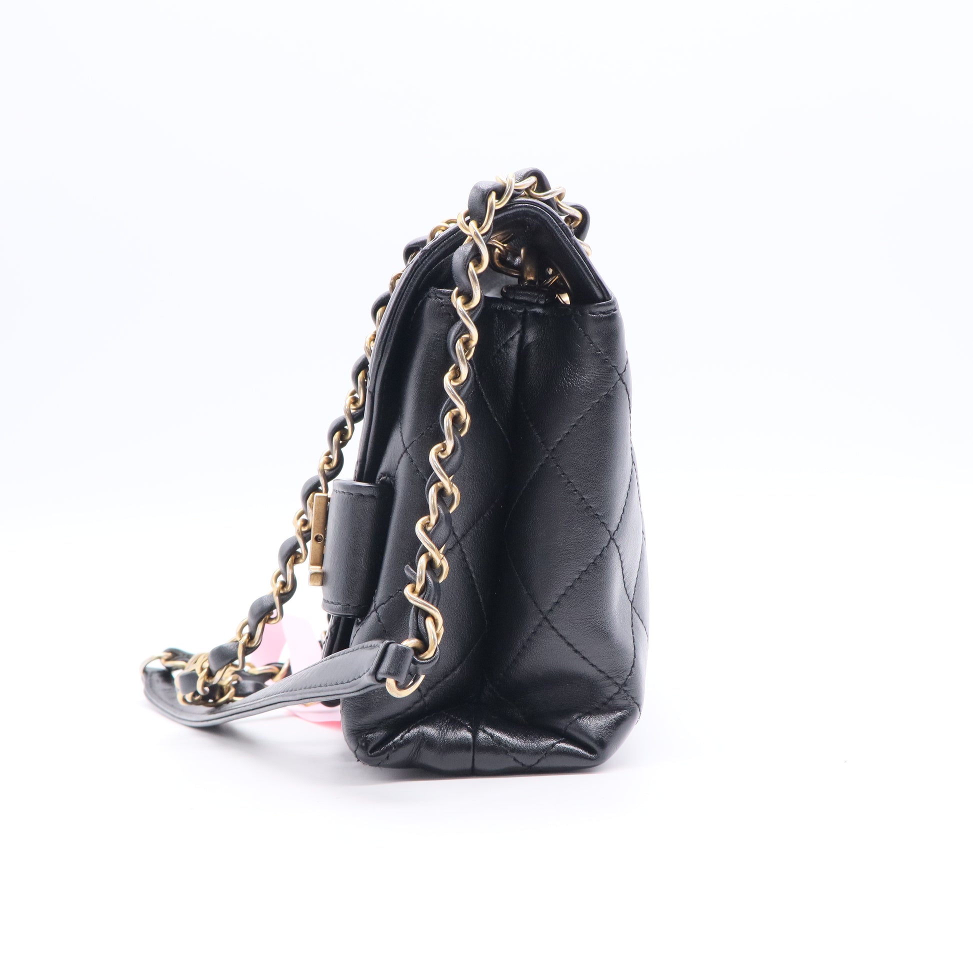 Chanel Calfskin Quilted Enchained Flap Black Twins LDJ2856