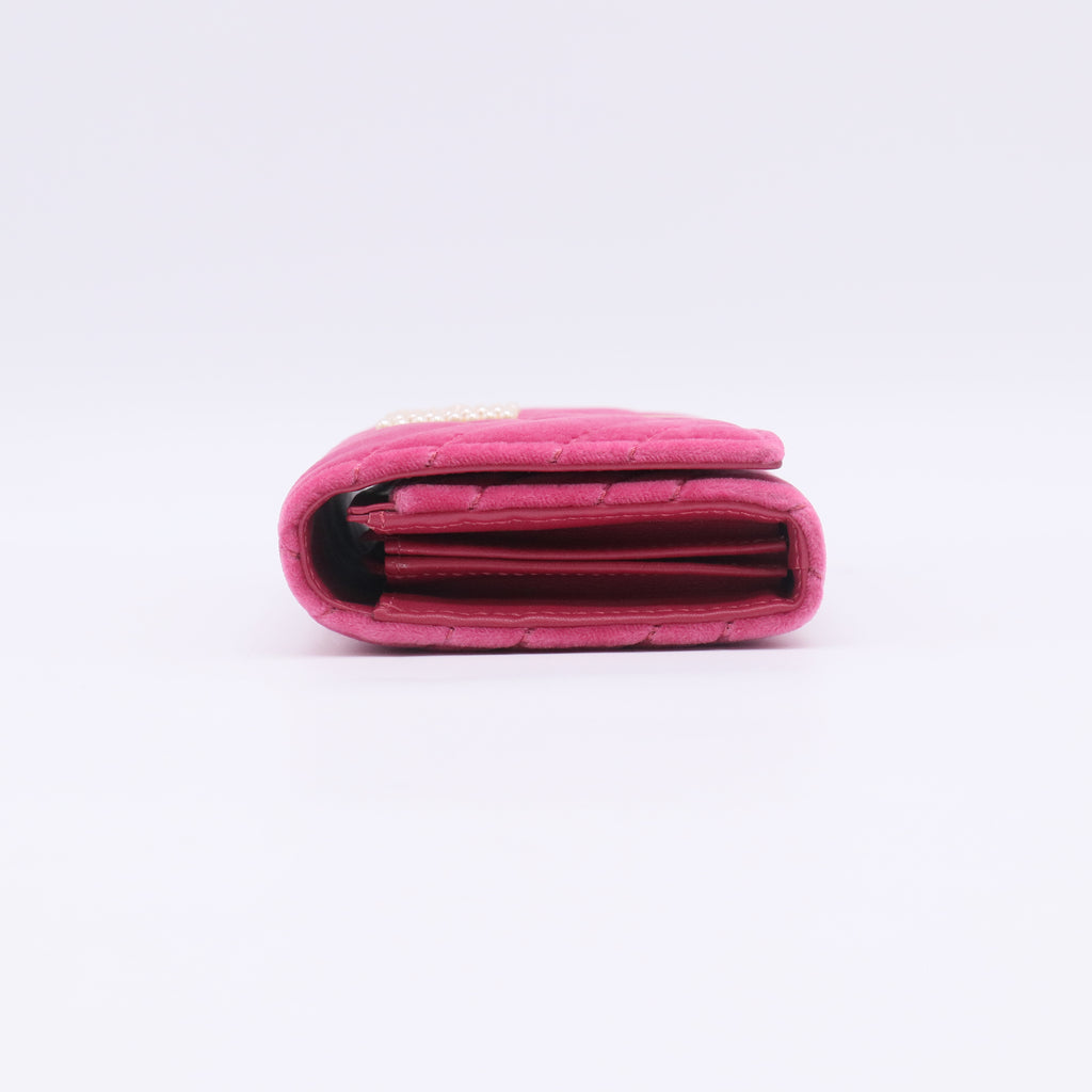 Gucci GG Marmont Velvet Matelassé "LOVE" Pearl Continental Wallet W22699