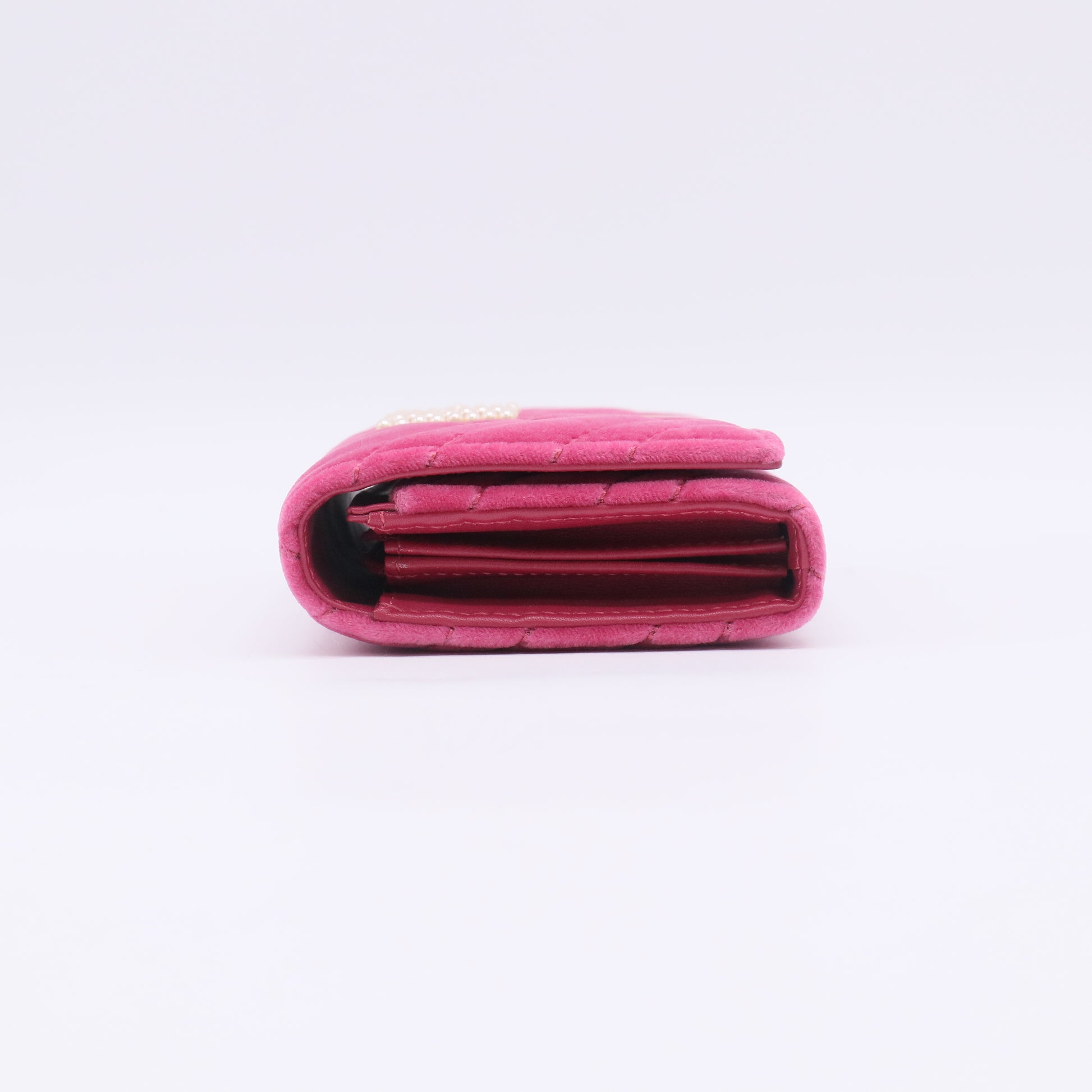 Gucci GG Marmont Velvet Matelassé "LOVE" Pearl Continental Wallet W22699