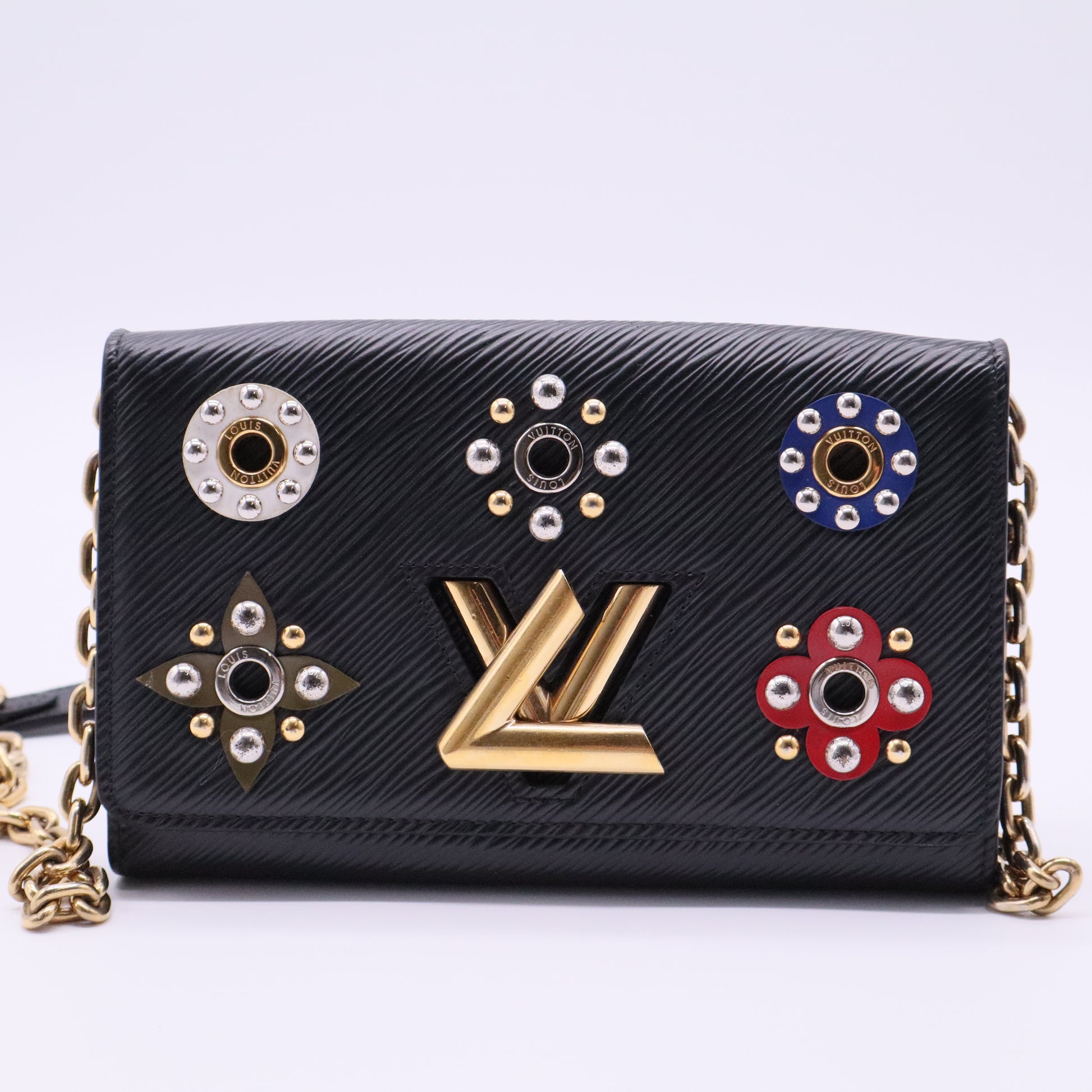 Louis Vuitton Epi Mechanical Flowers Twist Chain Wallet Black