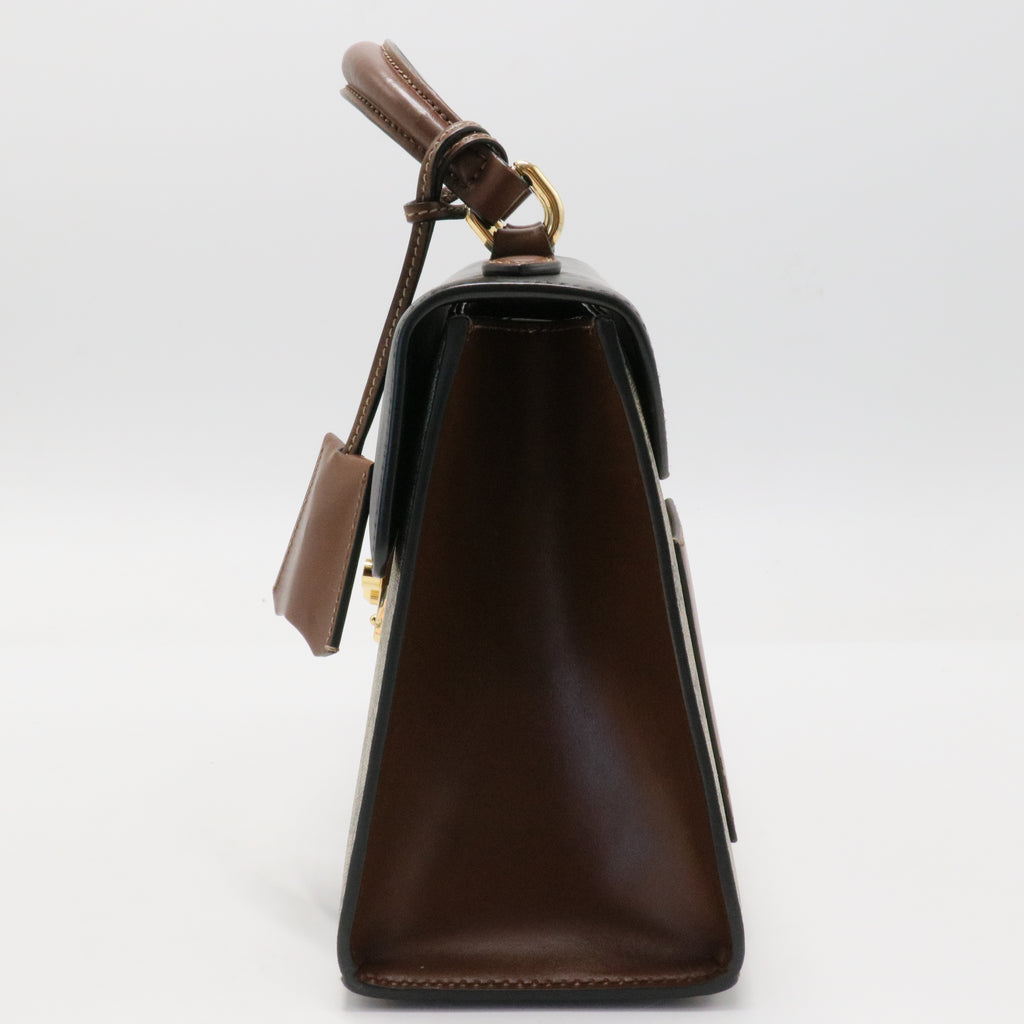 Padlock Top Handle Bag GG Coated Canvas and Leather Smal