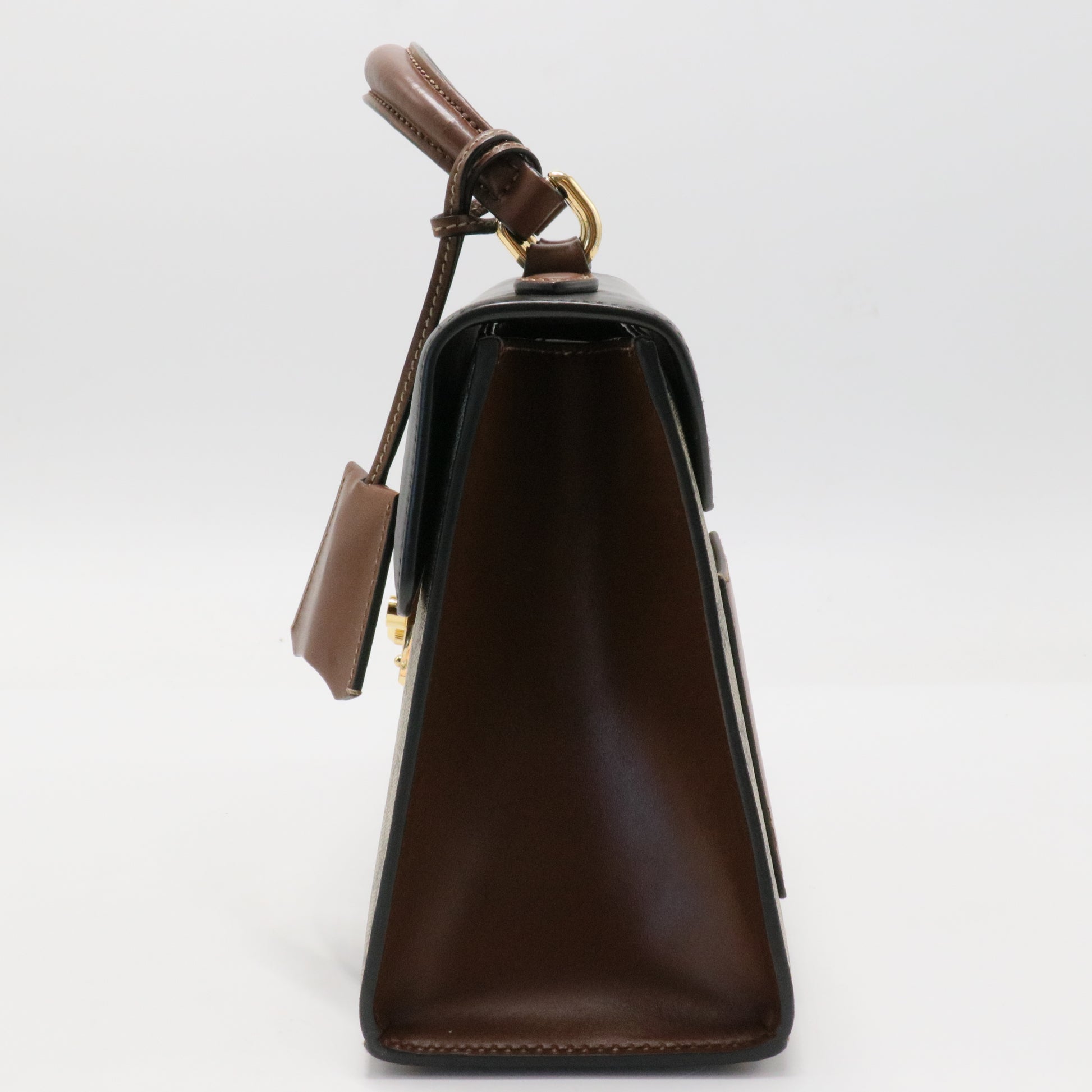 Padlock Top Handle Bag GG Coated Canvas and Leather Smal