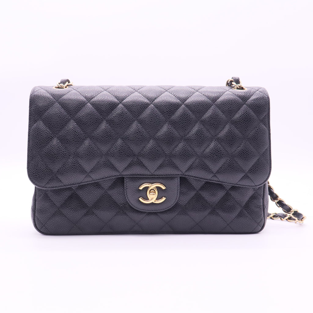 Classic Double Flap Bag Quilted Caviar Jumbo twins