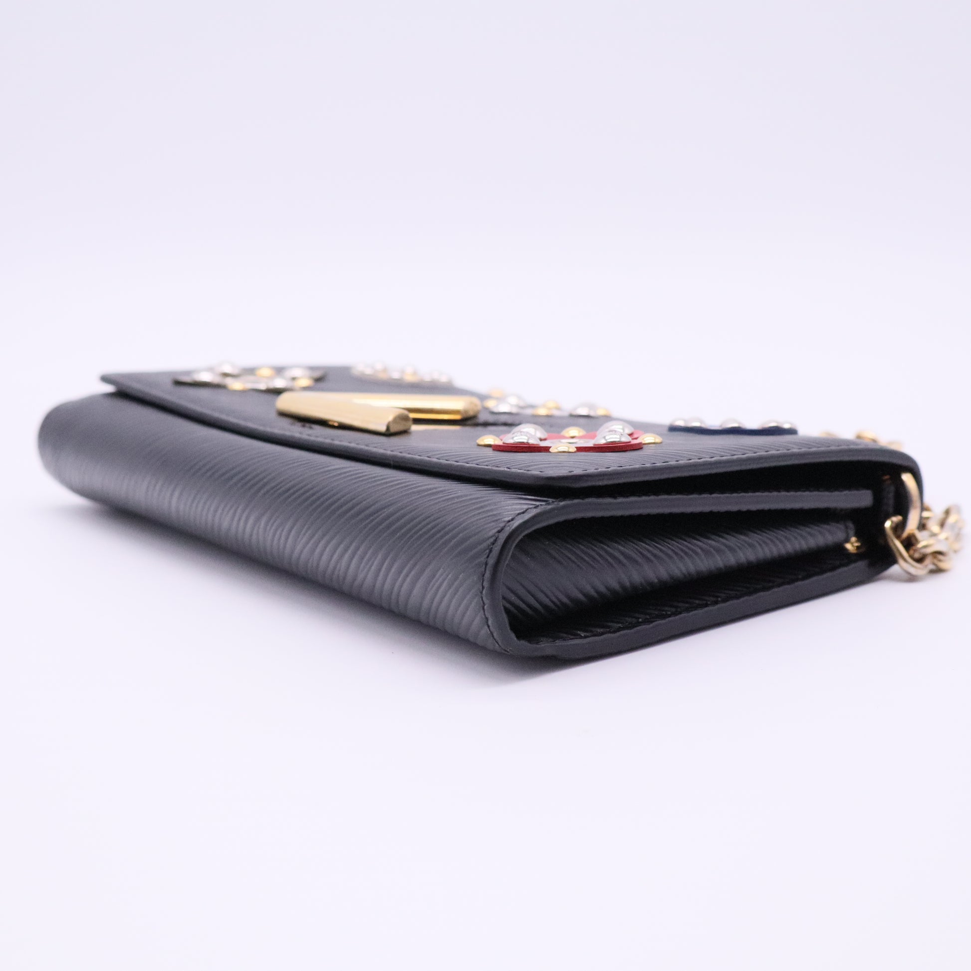Louis Vuitton Epi Mechanical Flowers Twist Chain Wallet Black