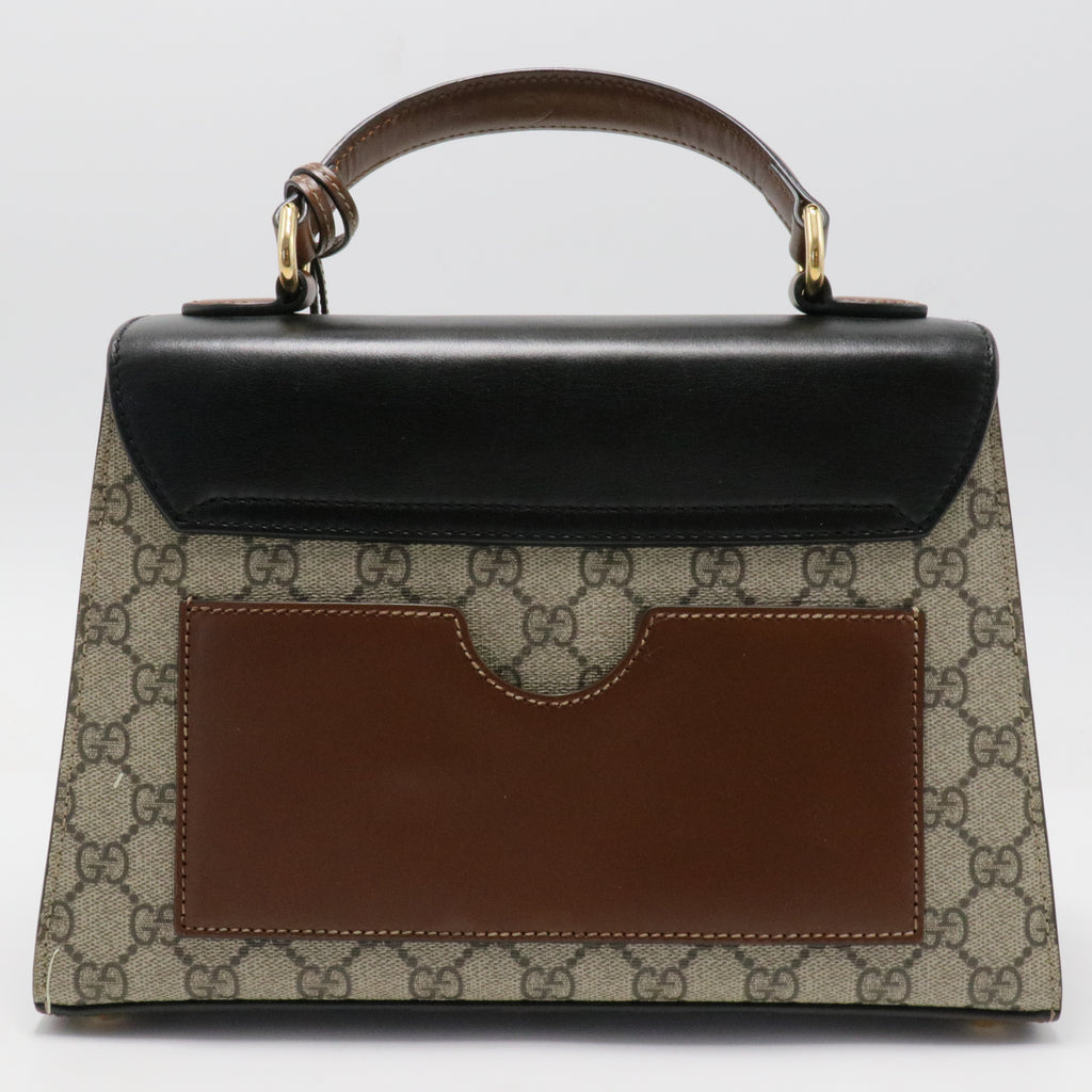 Padlock Top Handle Bag GG Coated Canvas and Leather Smal