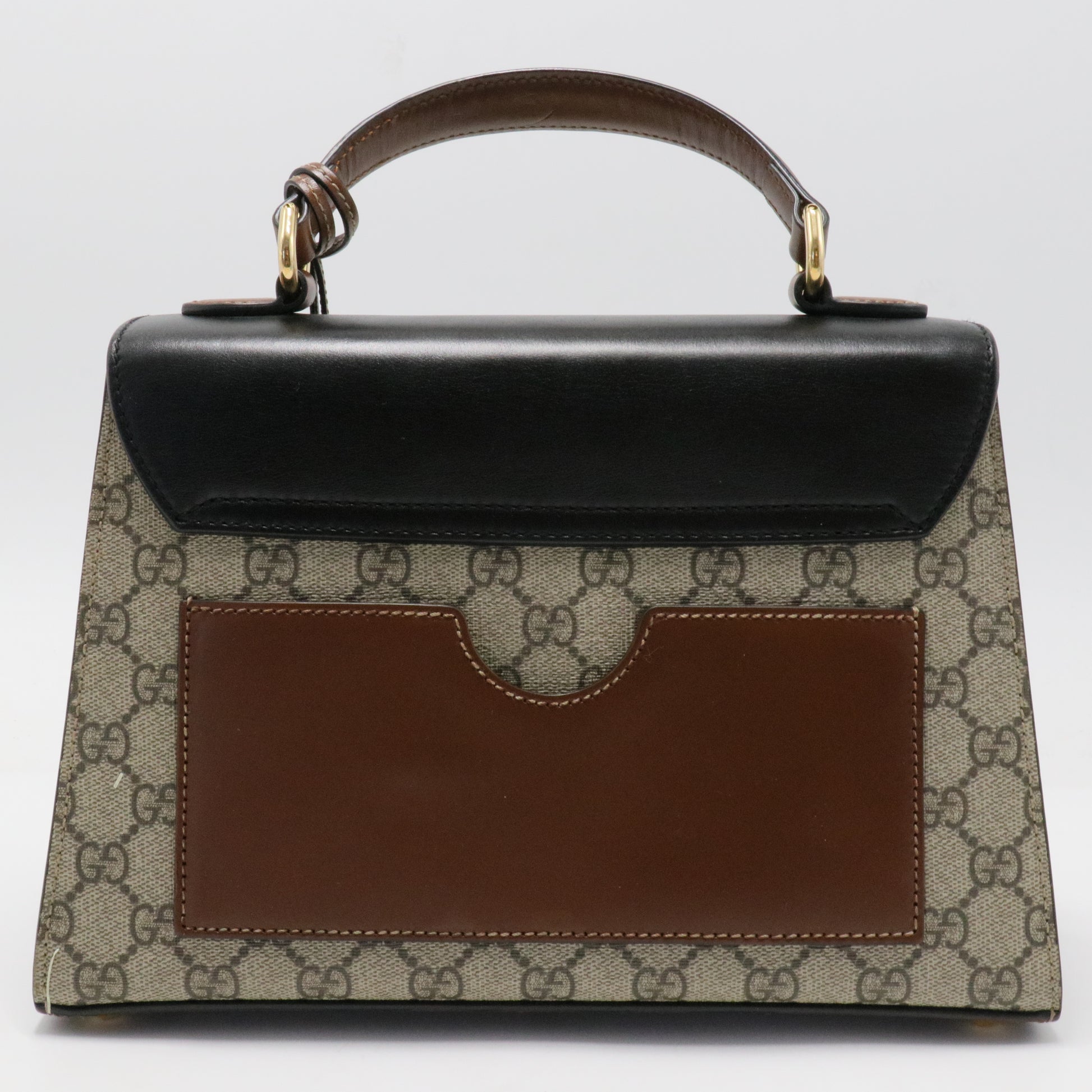 Padlock Top Handle Bag GG Coated Canvas and Leather Smal