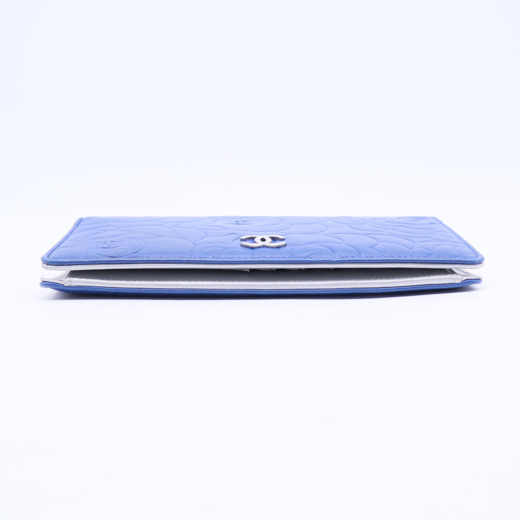 Long Wallet Blue Lambskin Camellia Coco Mark Rare Color W20316