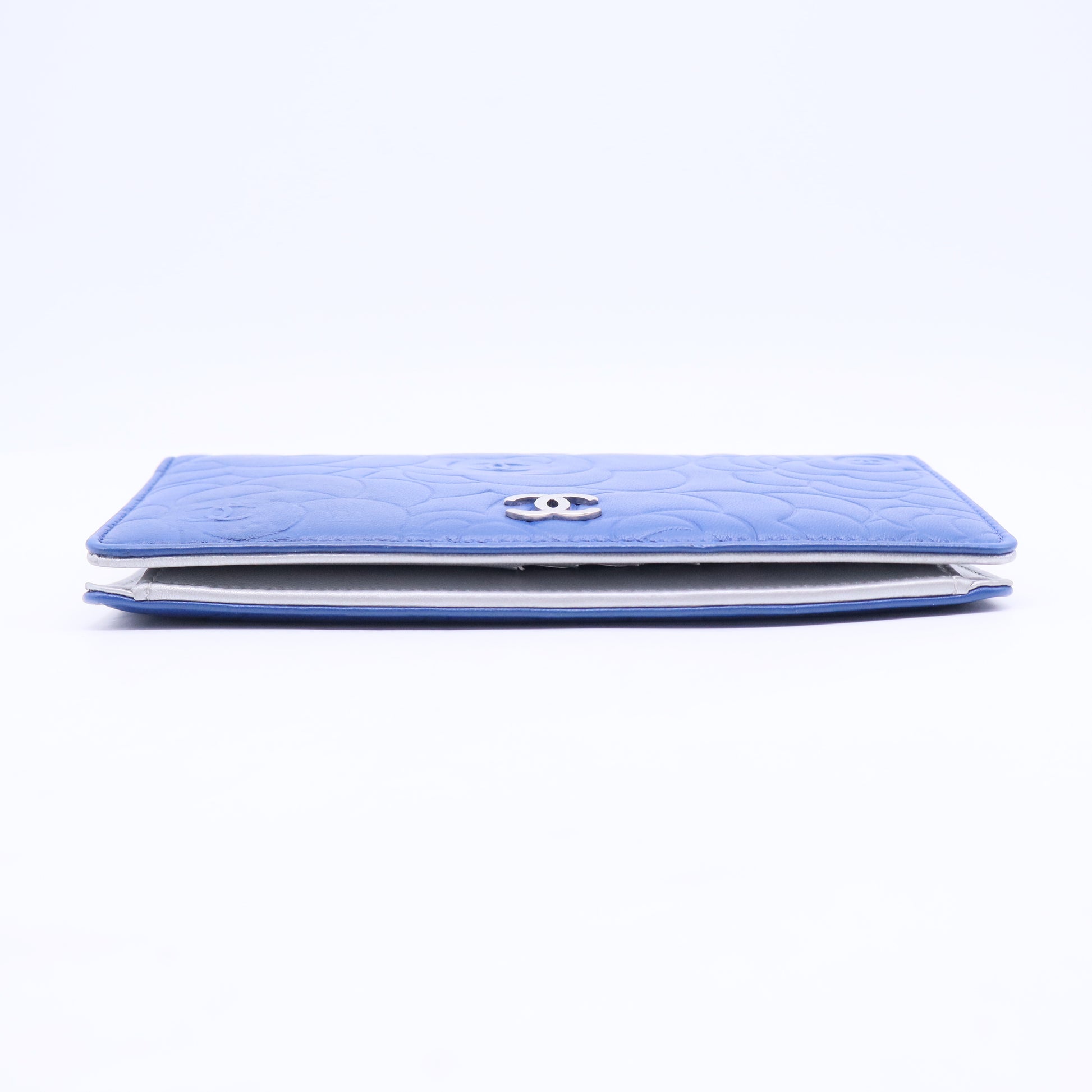 Long Wallet Blue Lambskin Camellia Coco Mark Rare Color W20316