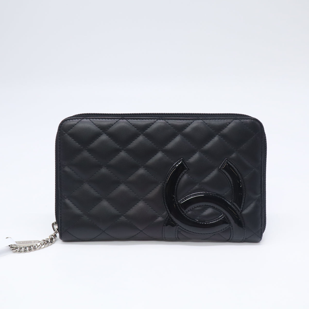 Chanel Calfskin Quilted Cambon Large Gusset Zip Around Wallet Black W23143