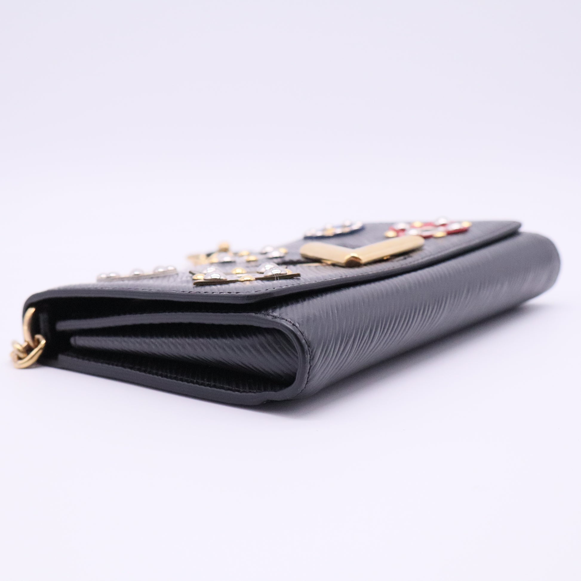 Louis Vuitton Epi Mechanical Flowers Twist Chain Wallet Black