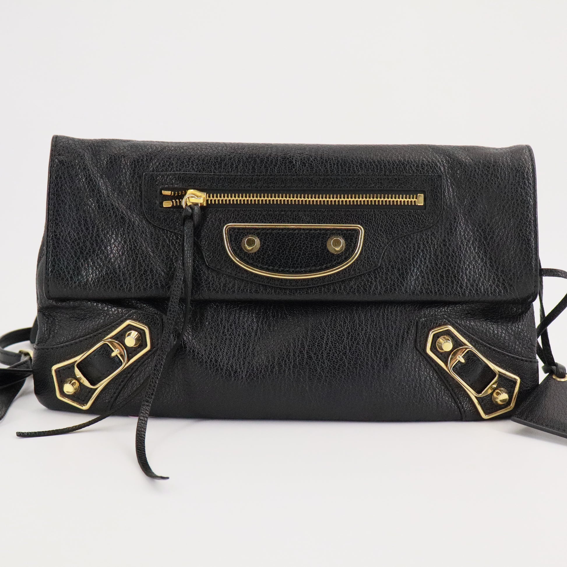 Agneau Motocross Giant Covered Brogues Envelope Clutch Black twins