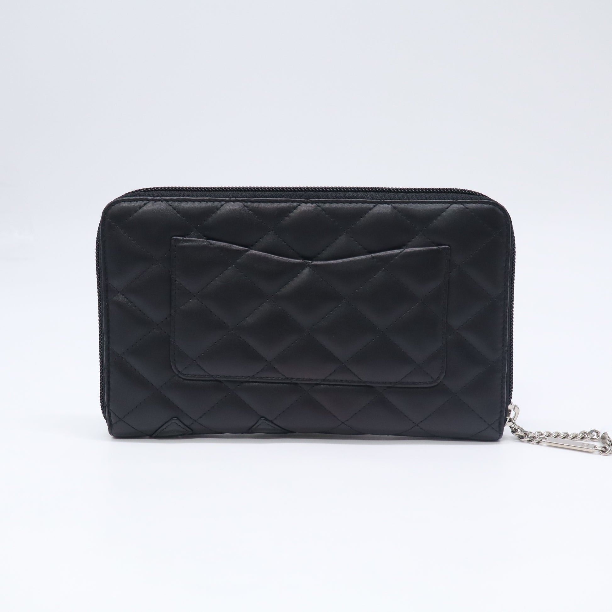Chanel Calfskin Quilted Cambon Large Gusset Zip Around Wallet Black W23143