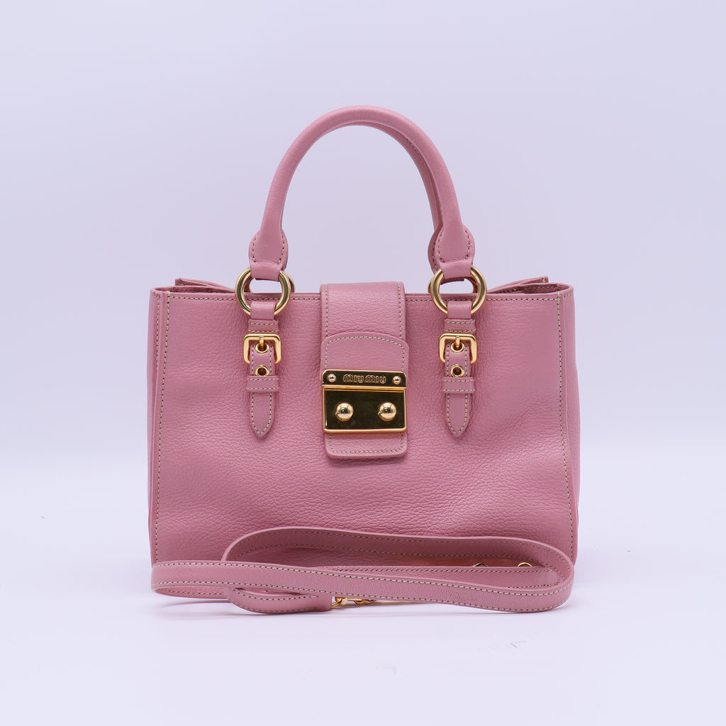 Rosa Calfskin Leather Madras Shopping Tote Bag Twins B21151