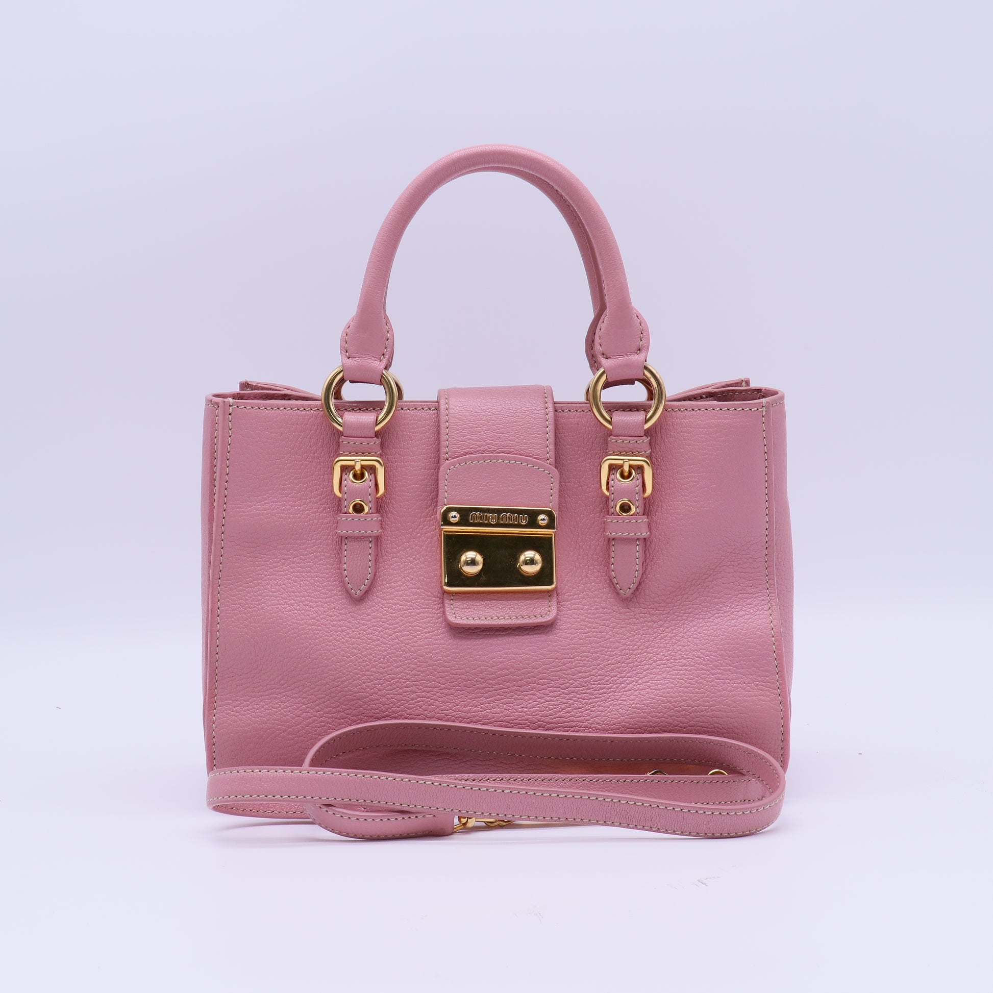 Rosa Calfskin Leather Madras Shopping Tote Bag Twins B21151