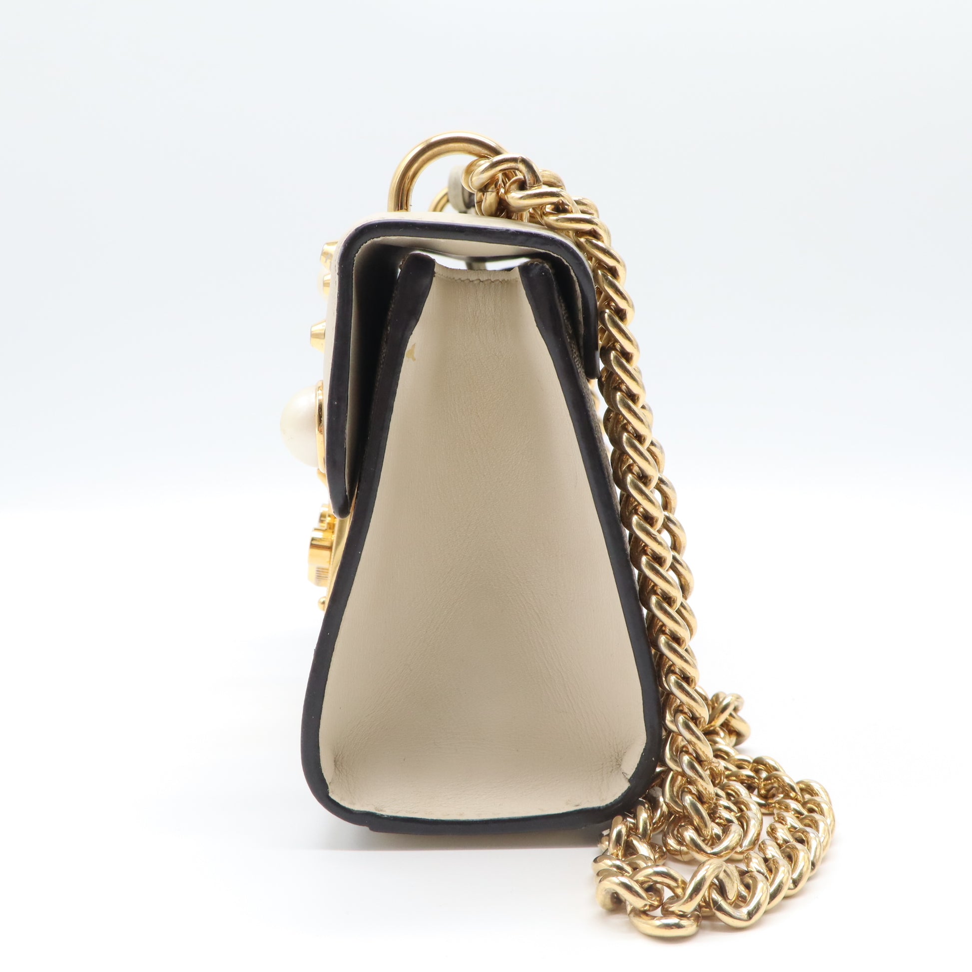 Gucci GG Supreme Pearl Studded Padlock Small Shoulder Bag B21838