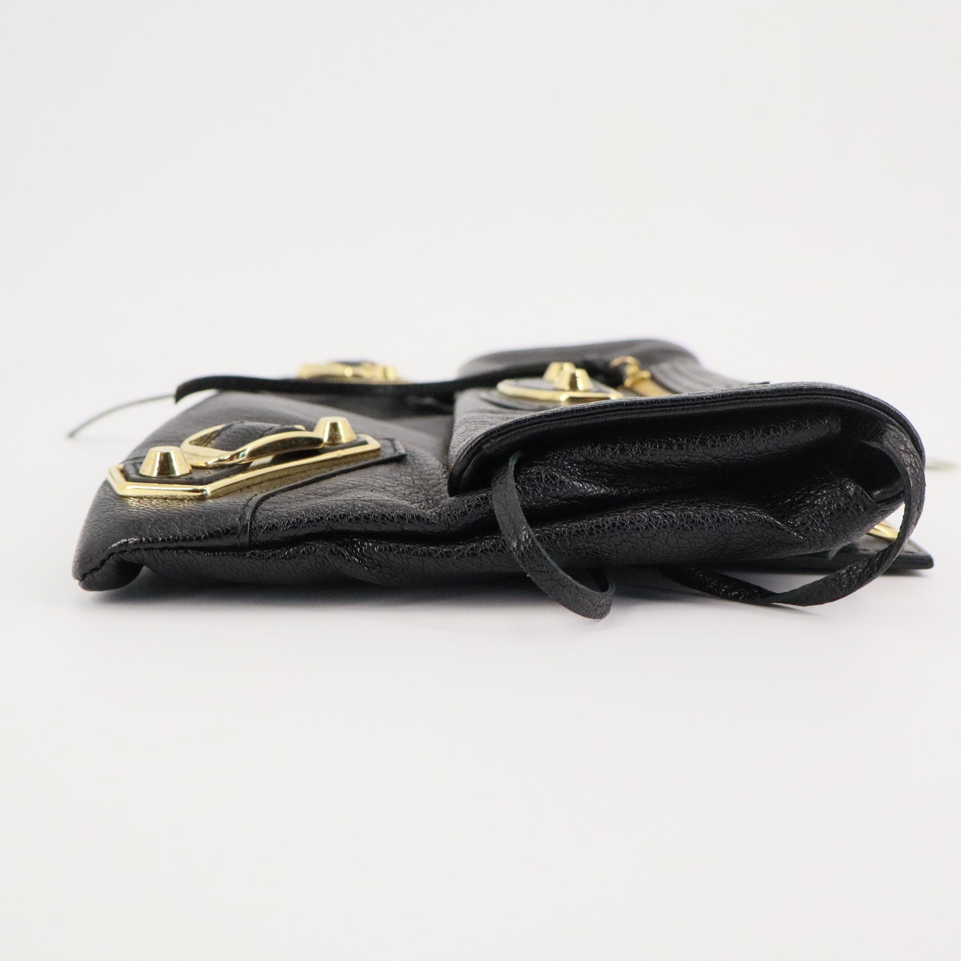 Agneau Motocross Giant Covered Brogues Envelope Clutch Black twins