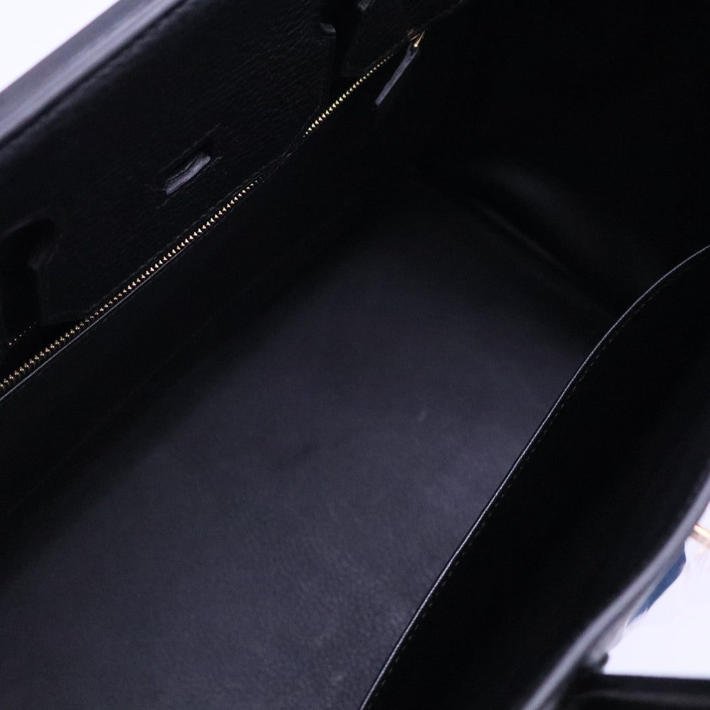 Birkin Handbag Noir Clemence with Gold Hardware 35