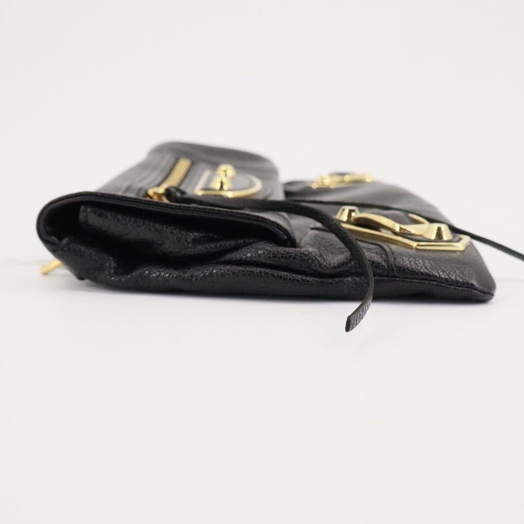 Agneau Motocross Giant Covered Brogues Envelope Clutch Black twins