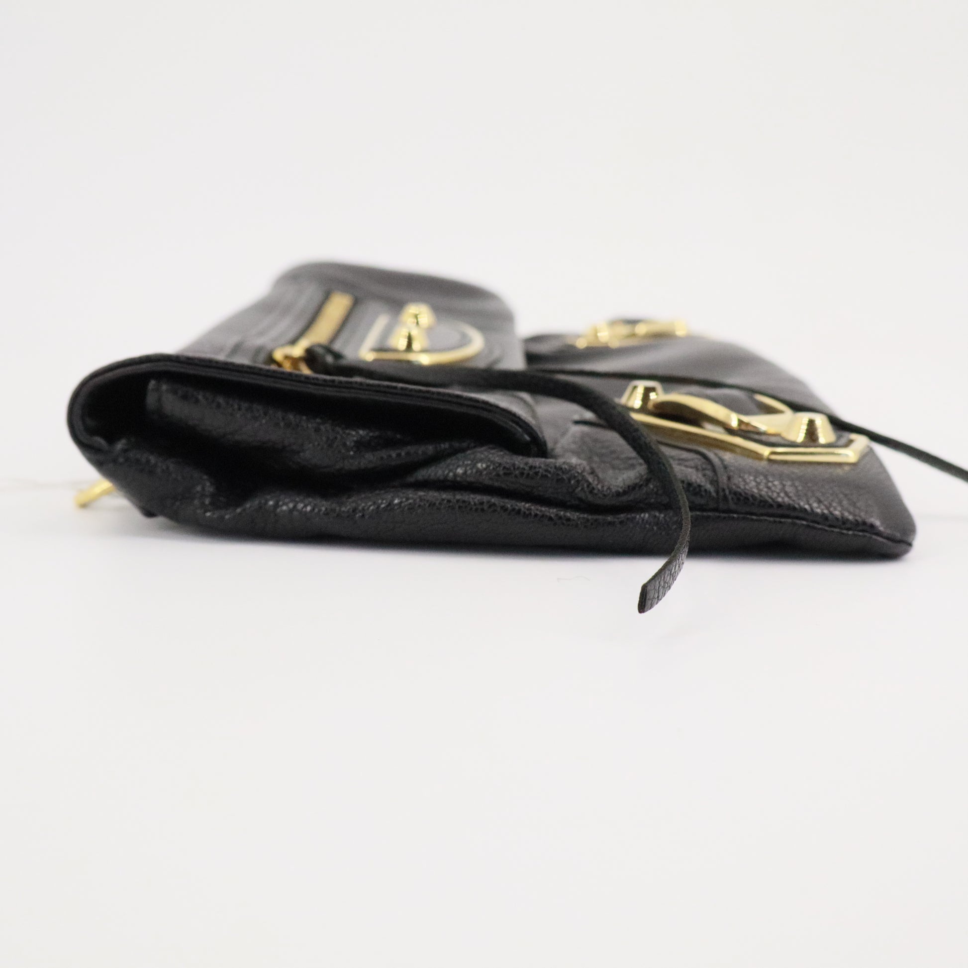 Agneau Motocross Giant Covered Brogues Envelope Clutch Black twins