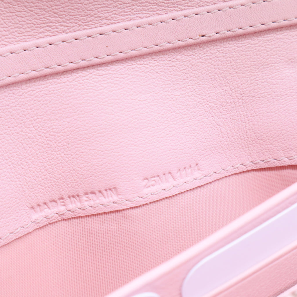 Christian Dior Pale Pink Cannage Quilted Patent Leather Rendez-Vous Clutch Bag twins