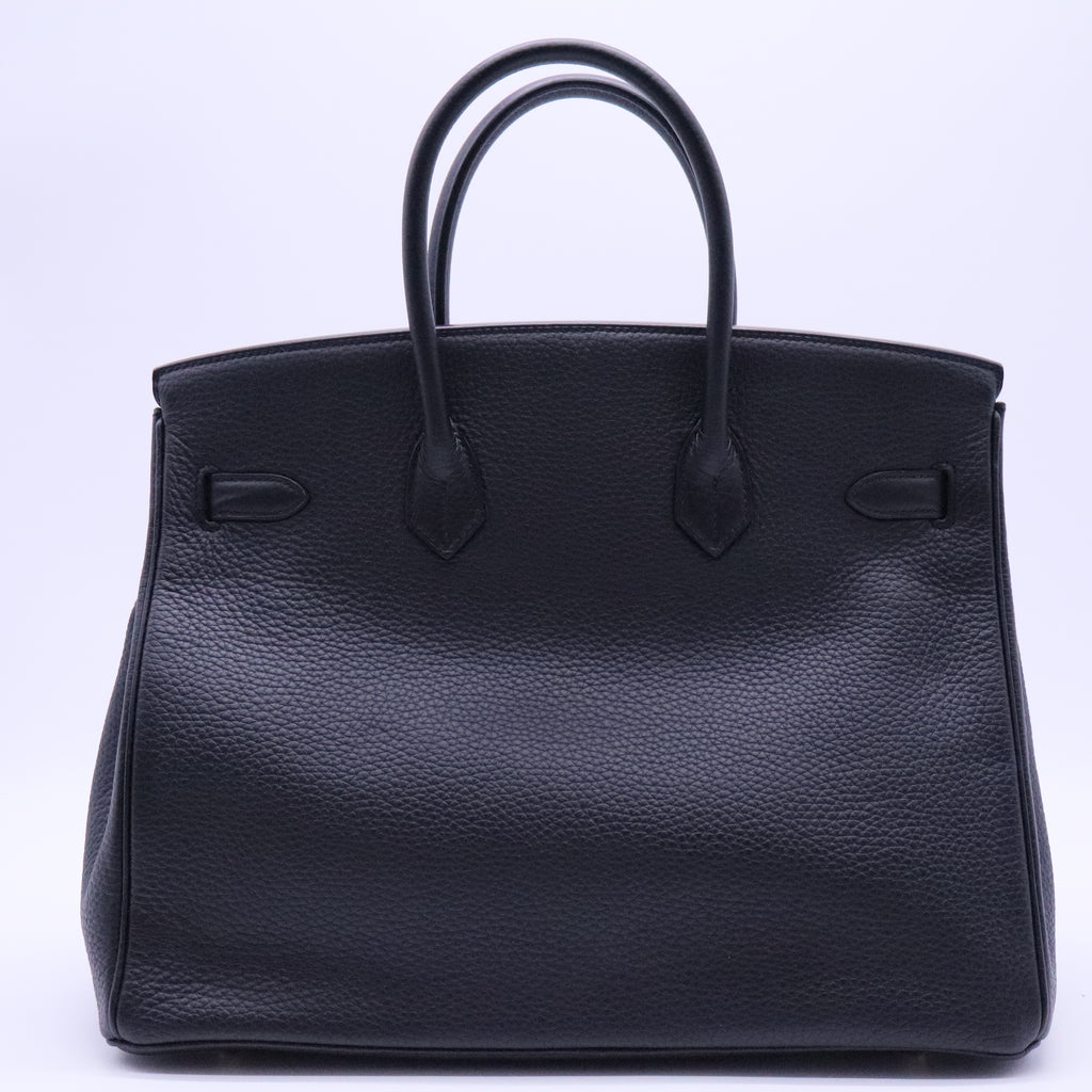 Birkin Handbag Noir Clemence with Gold Hardware 35