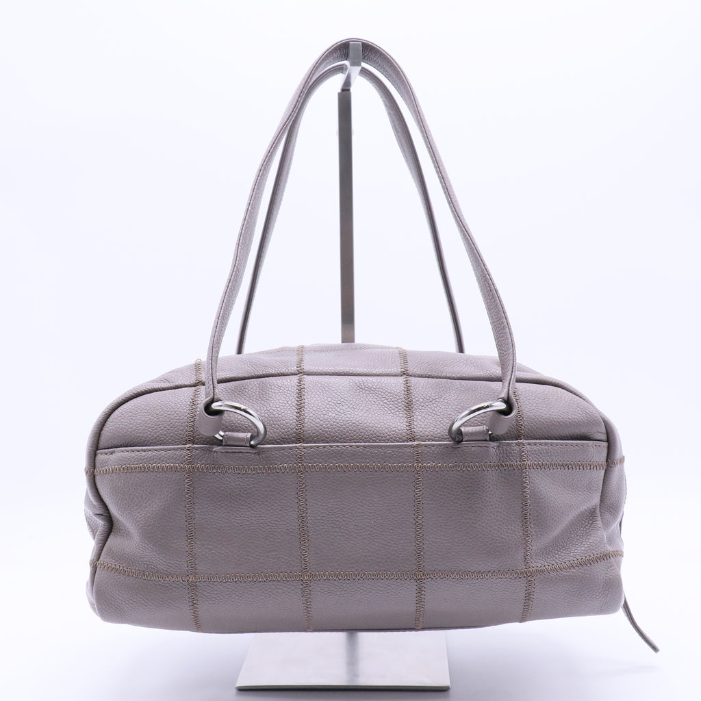 Square Stitch Bowler Bag Quilted Caviar Medium