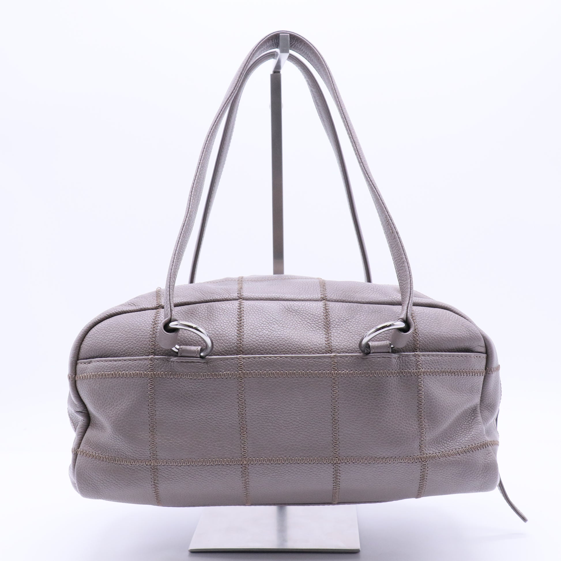 Square Stitch Bowler Bag Quilted Caviar Medium