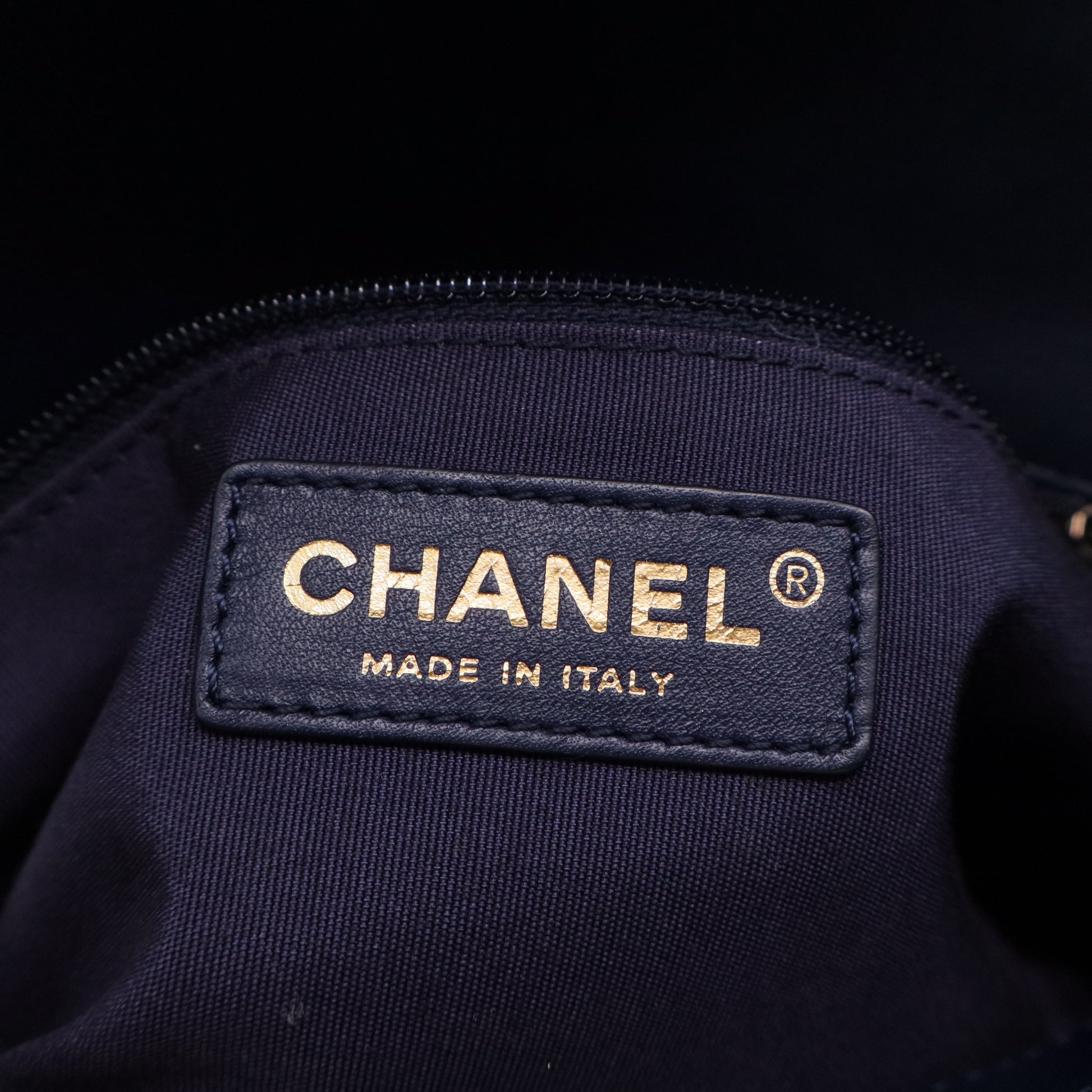 Chanel Lambskin Chevron Quilted Mini Chain Around Rectangular Flap Blue Twins LDJ2857