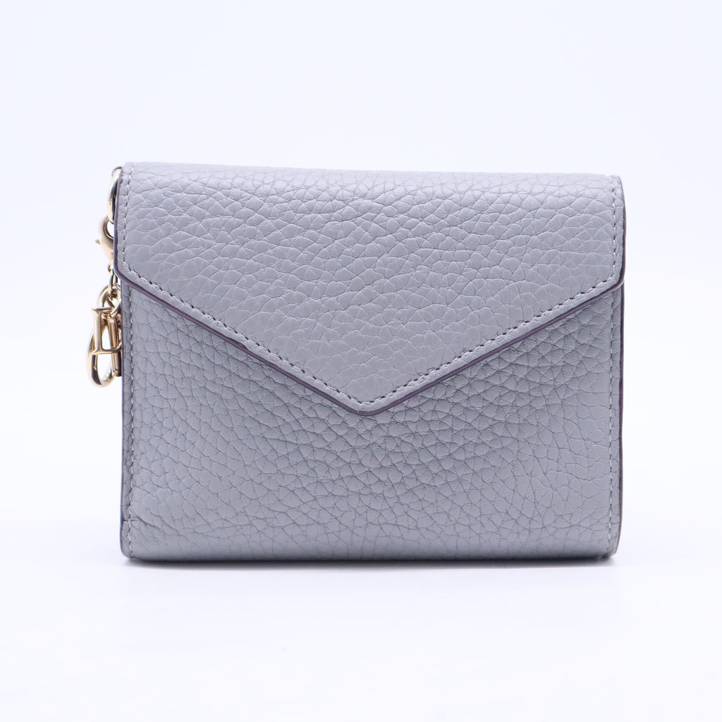 Grey Leather Diorissimo Envelope Compact Wallet W20347