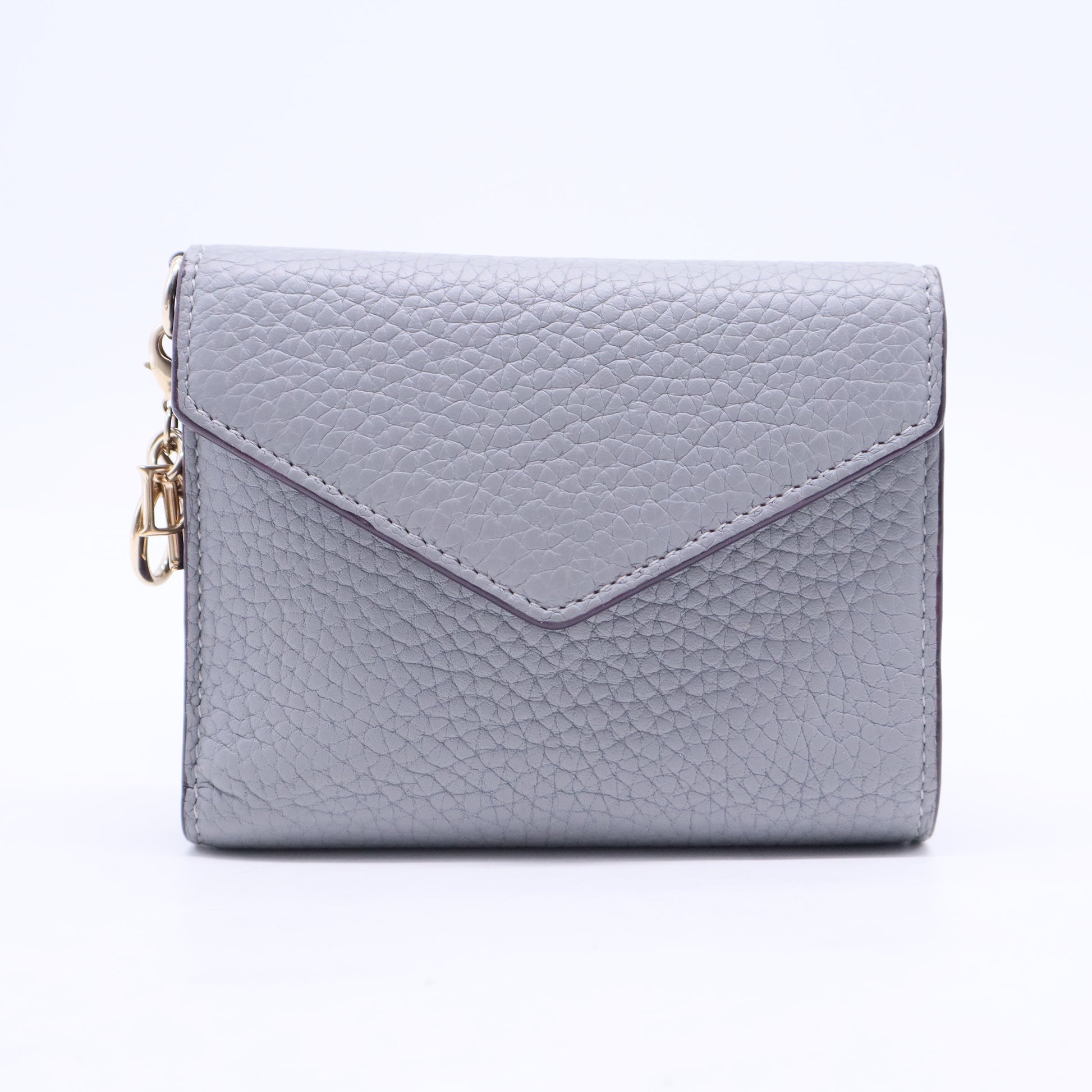 Grey Leather Diorissimo Envelope Compact Wallet W20347