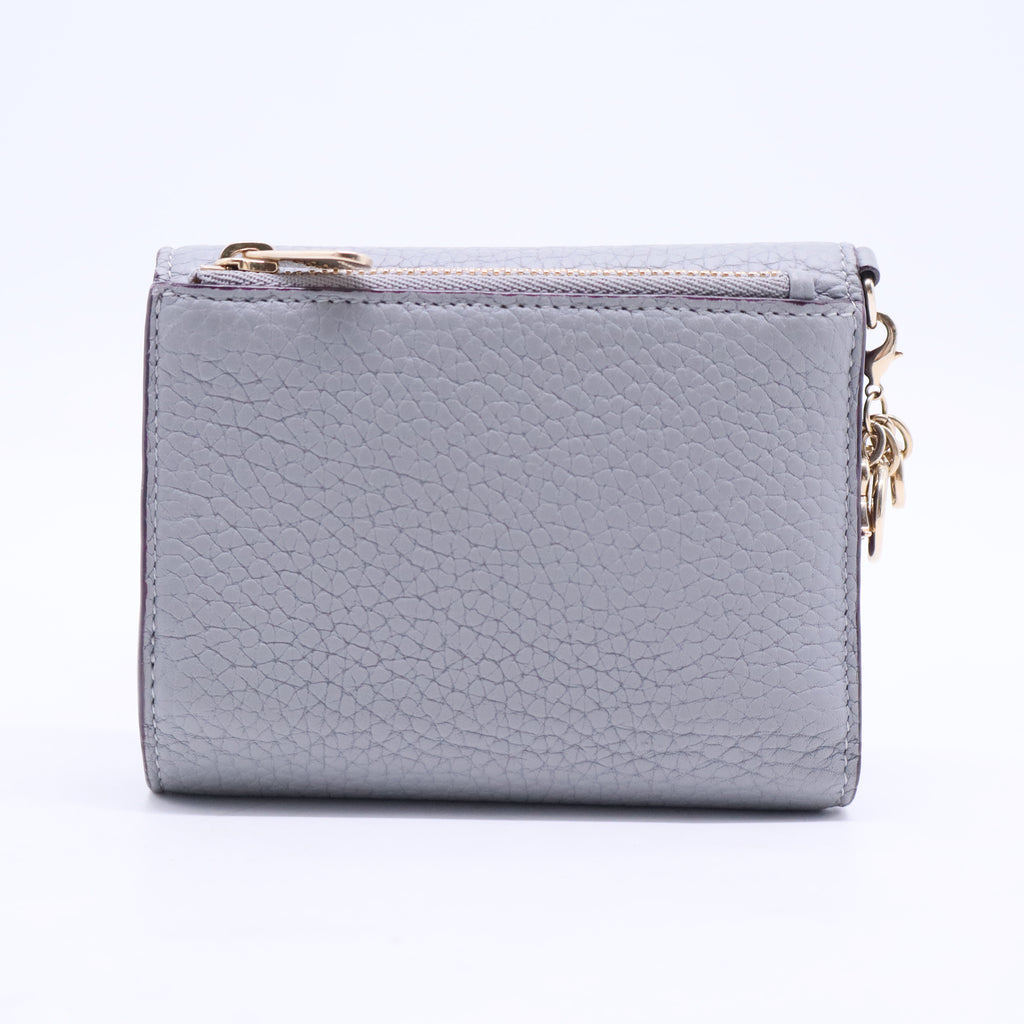 Grey Leather Diorissimo Envelope Compact Wallet W20347