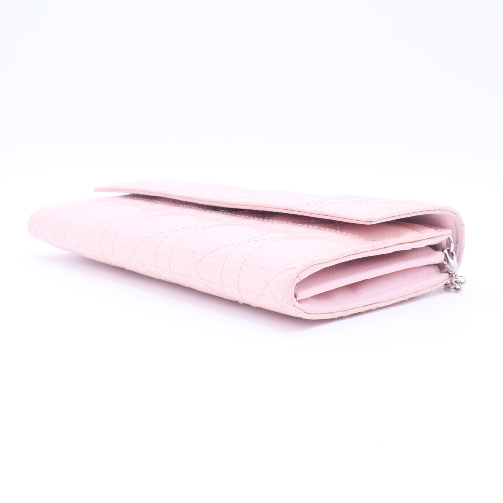 Christian Dior Pale Pink Cannage Quilted Patent Leather Rendez-Vous Clutch Bag twins