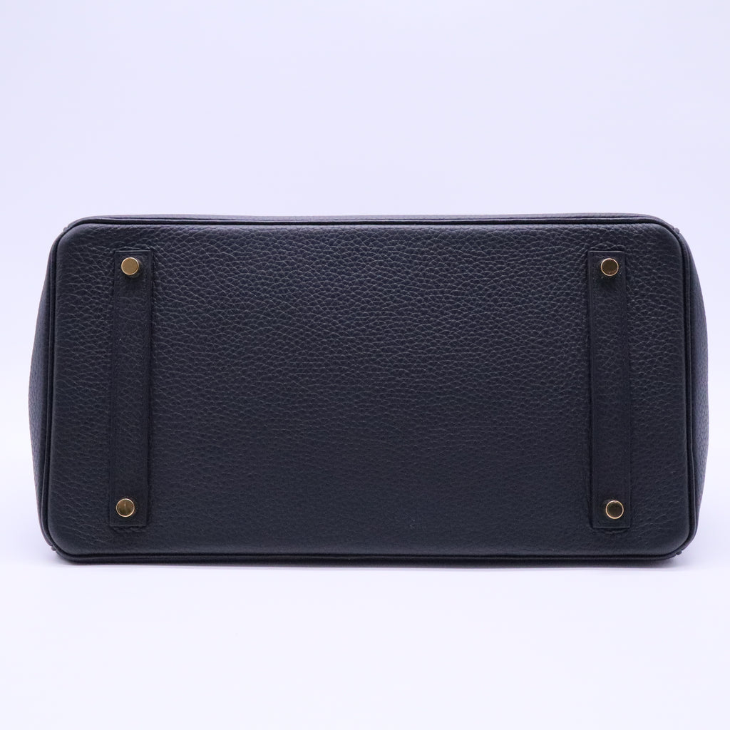 Birkin Handbag Noir Clemence with Gold Hardware 35