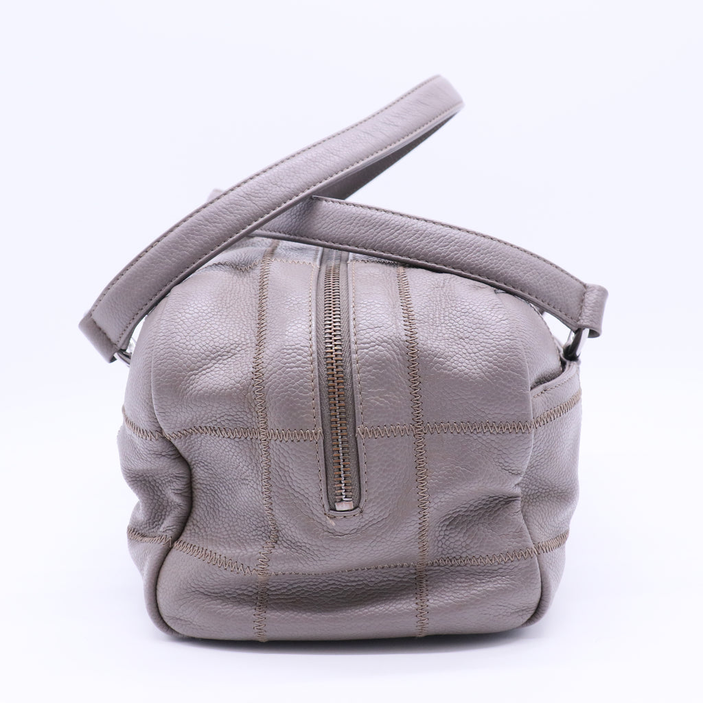Square Stitch Bowler Bag Quilted Caviar Medium