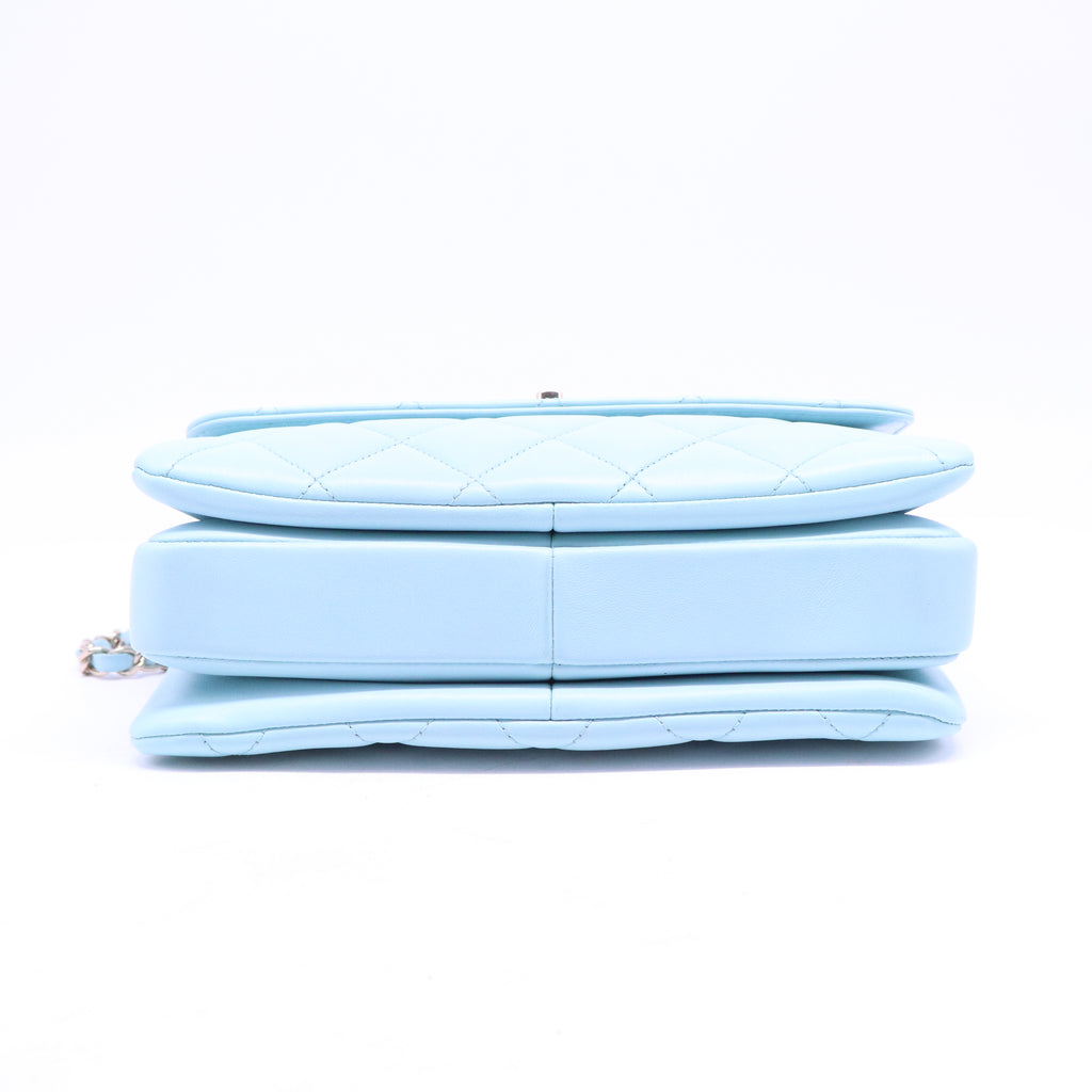 Lambskin Quilted Small Trendy CC Flap Dual Handle Bag Light Blue