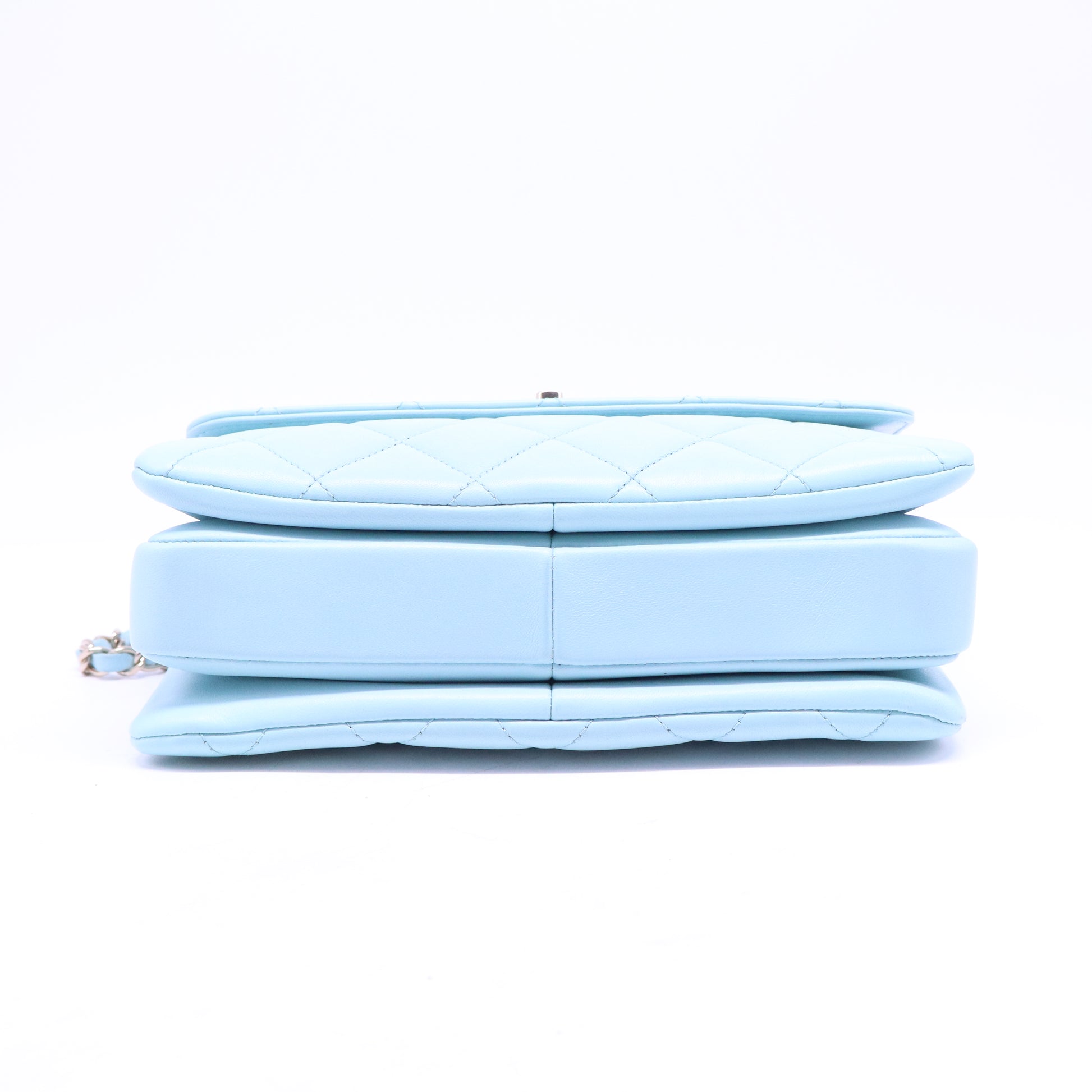 Lambskin Quilted Small Trendy CC Flap Dual Handle Bag Light Blue