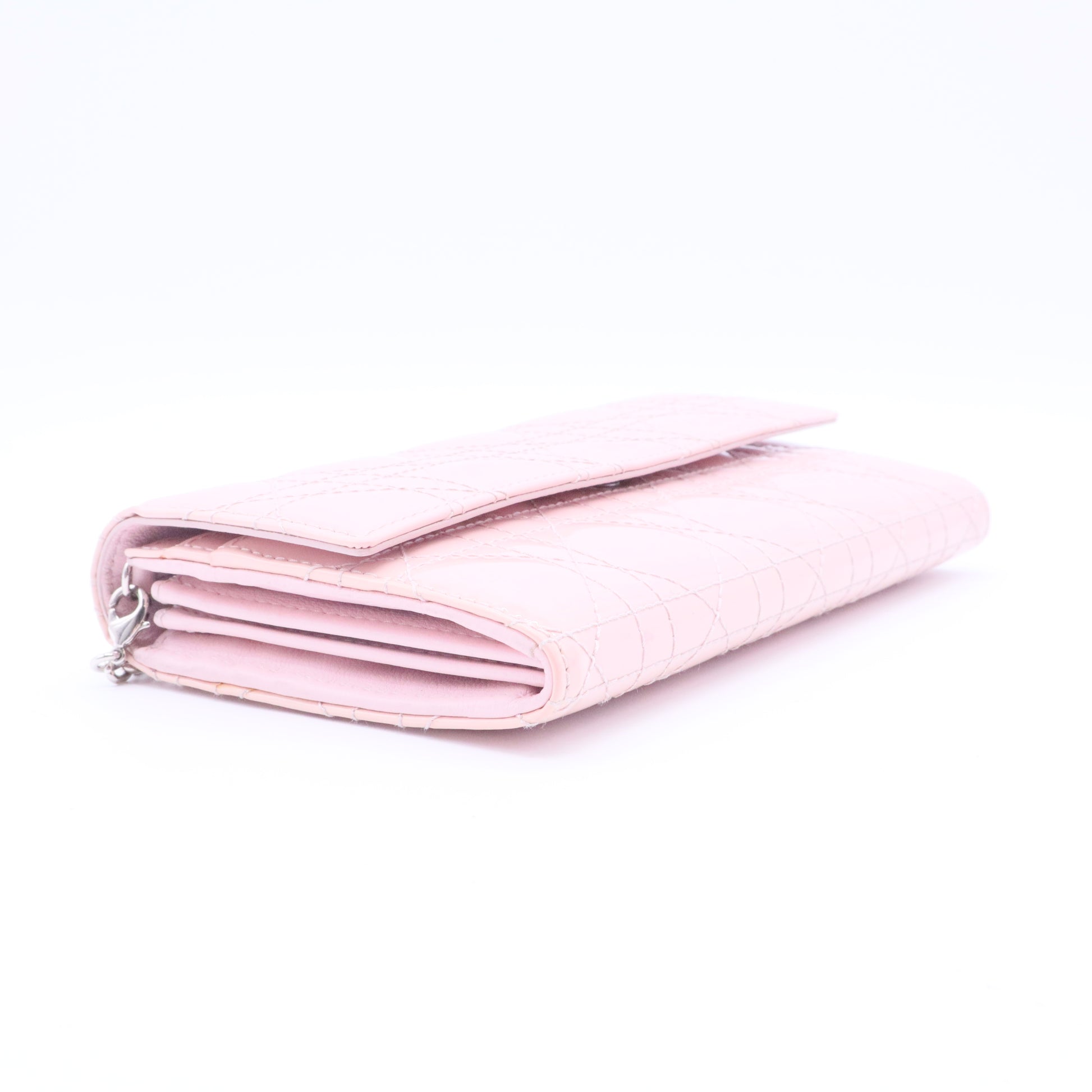 Christian Dior Pale Pink Cannage Quilted Patent Leather Rendez-Vous Clutch Bag twins