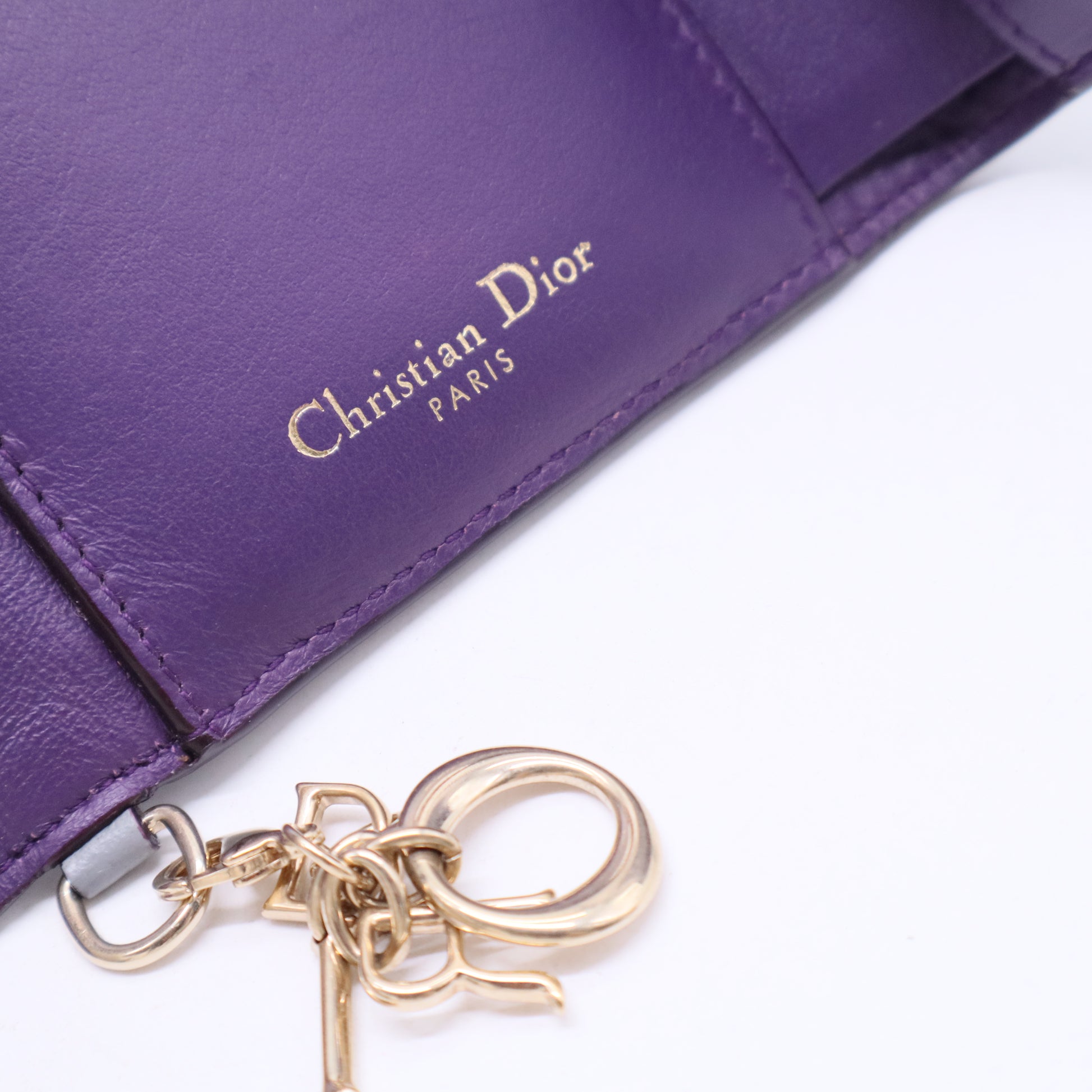 Grey Leather Diorissimo Envelope Compact Wallet W20347