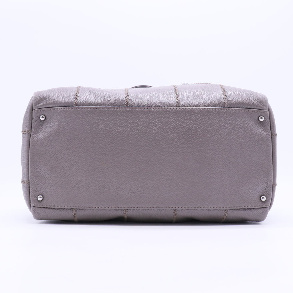 Square Stitch Bowler Bag Quilted Caviar Medium
