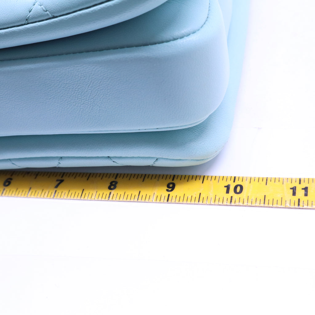 Lambskin Quilted Small Trendy CC Flap Dual Handle Bag Light Blue